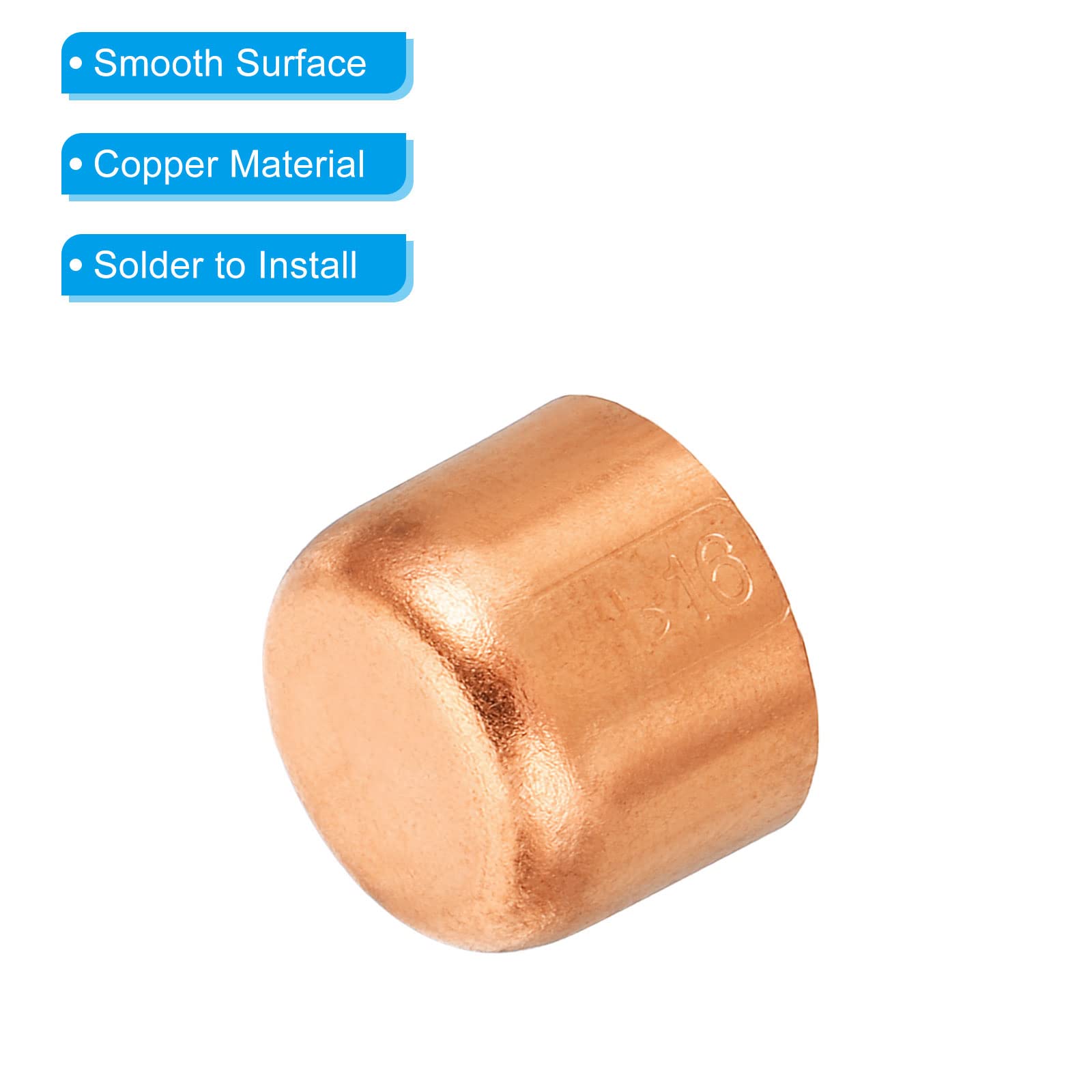 5/8 Inch ID Copper Pipe End Cap - PATIKIL Sweat Plug Solder Fitting for Plumbing, HVAC & AC Systems - Perfect for Pipe Sealing, Repair & Maintenance in Home, Commercial & Industrial Applications