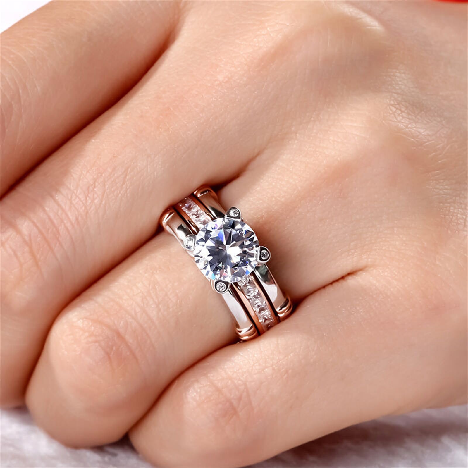 Jeulia Diamond Band Rings for Women - Sterling Silver CZ Interchangeable Ring Sets | Wedding, Engagement, Anniversary, Promise Ring, Bridal Jewelry Sets | Perfect for Proposals, Bridal Parties & Romantic Gifts
