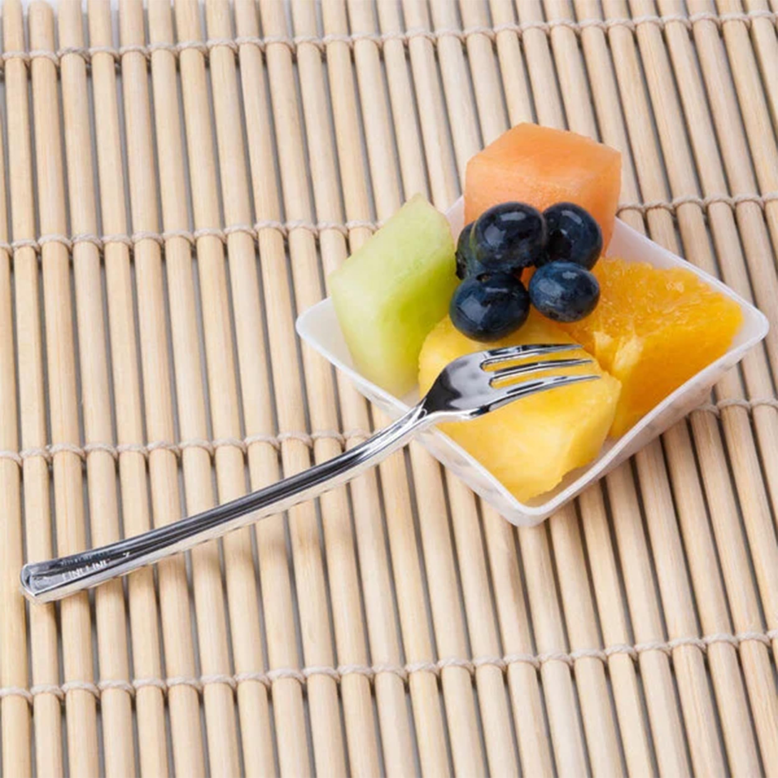 100-Pack Disposable Mini Plastic Appetizer Forks - Elegant Silver Cocktail Forks for Parties, Weddings, Catering & Events | Perfect for Hors d'Oeuvres, Canapés & Finger Foods