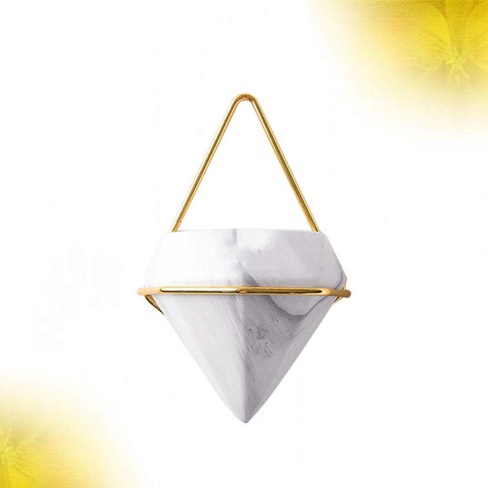 BESPORTBLE Marble Diamond Shaped Wall Hanging Planter - Small Golden Succulent Pot for Home Decor | Perfect for Living Room, Bedroom & Office Plants
