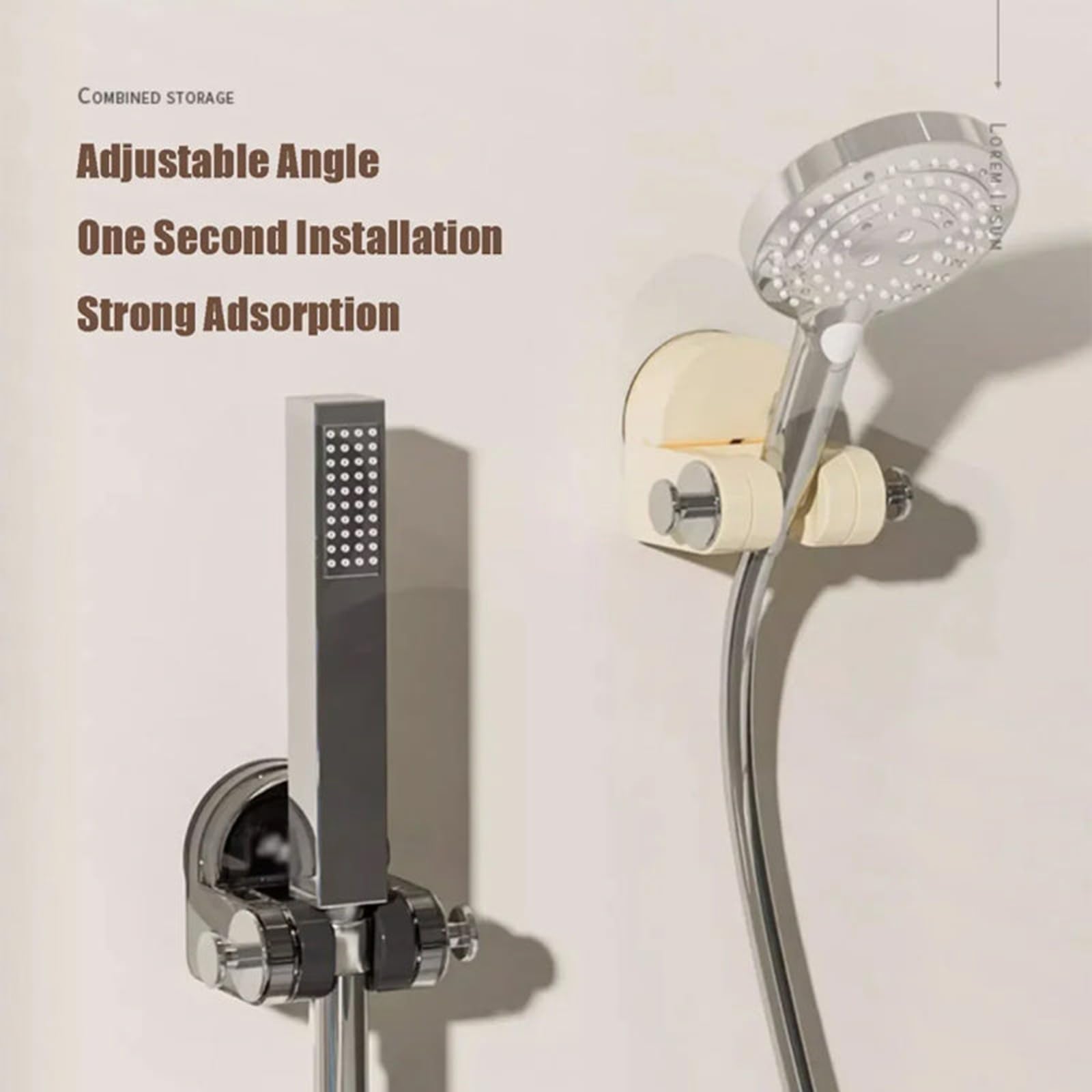 Universal Adjustable Shower Head Holder with Strong Suction Cups - No Drill Wall Mount for Handheld Shower - Removable Bathroom Organizer (Transparent) - Perfect for Small Spaces & Rental Apartments