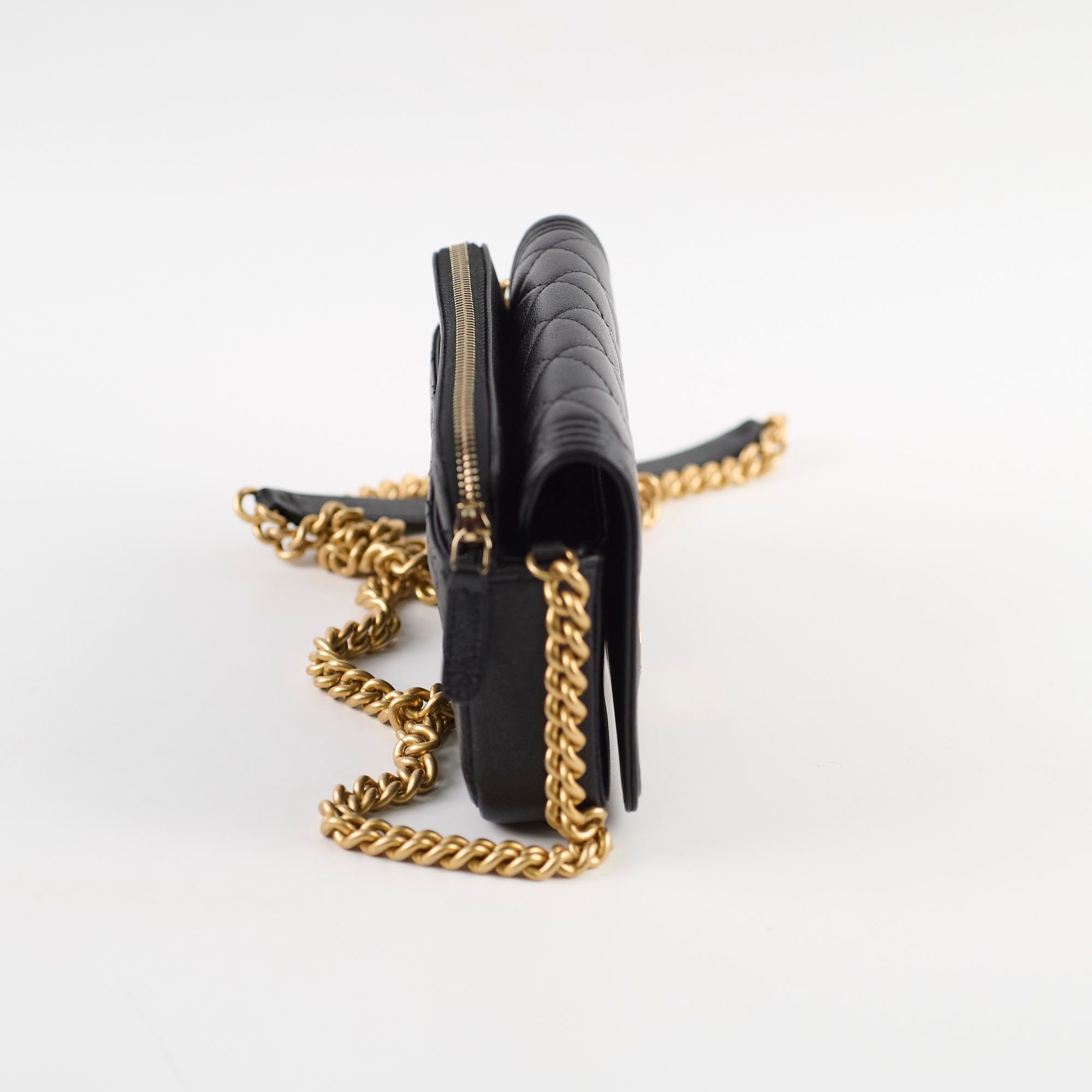 Chanel Boy Wallet On Chain WOC - Black Caviar Leather Crossbody Bag for Women | Perfect for Evening Out, Party & Daily Use