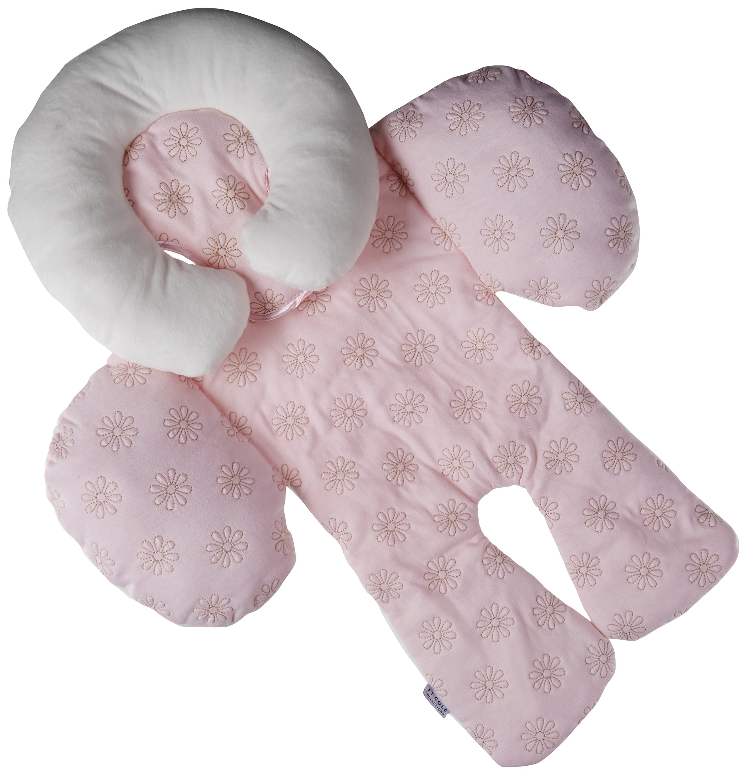 JJ Cole Reversible Baby Body Support Pillow - Soft Pink Nursing & Feeding Cushion for Newborns & Infants - Perfect for Breastfeeding, Bottle Feeding & Tummy Time