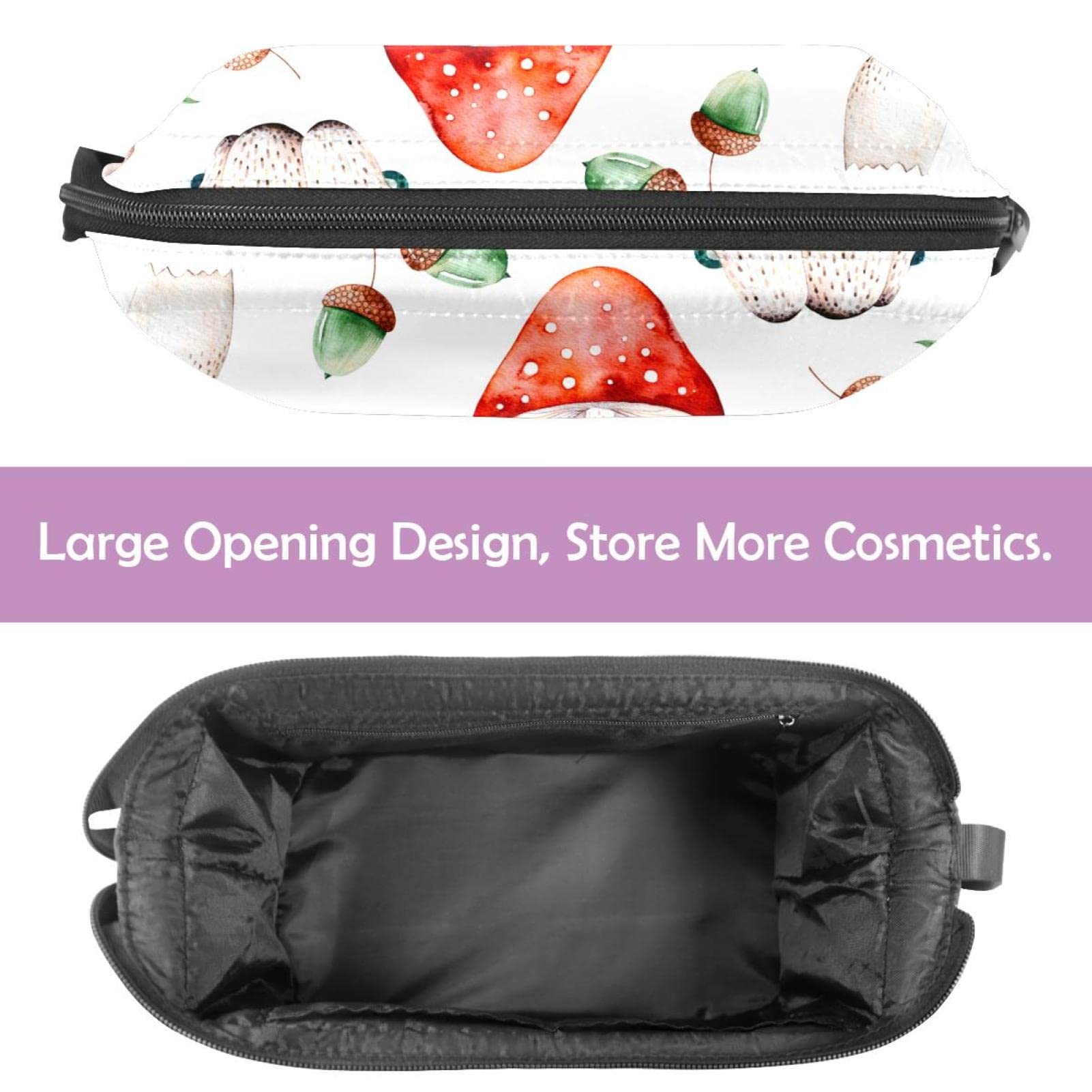 Waterproof Double Layer Watercolor Mushroom Makeup Bag for Women - Large Roomy Cosmetic Travel Organizer with Zipper - Perfect for Toiletries, Brushes & Travel Essentials (Ideal for Vacation, Gym & Daily Use)