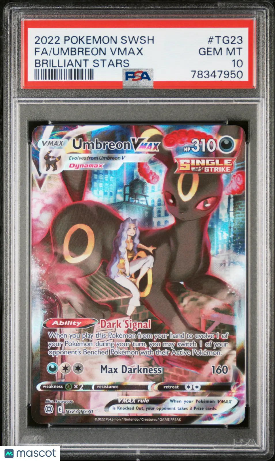 2022 Pokémon Brilliant Stars Umbreon Vmax Full Art #TG23 PSA 10 Graded Card - Perfect for Collectors & Competitive Play