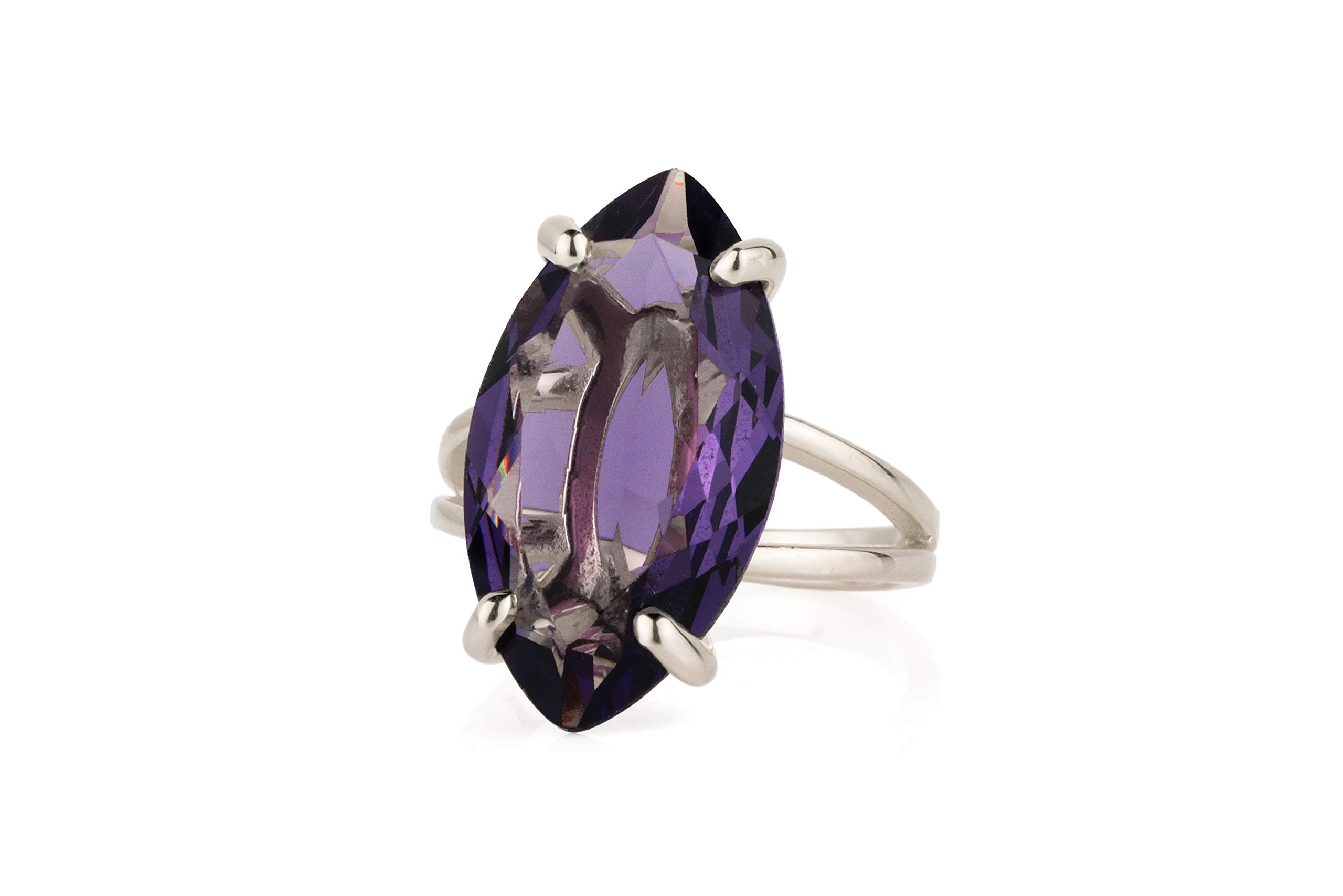 Sterling Silver Amethyst Ring for Women - Elegant Birthstone & Gemstone Jewelry - Handcrafted Purple Amethyst Ring with Gift Box - Perfect for Birthdays, Anniversaries & Special Occasions