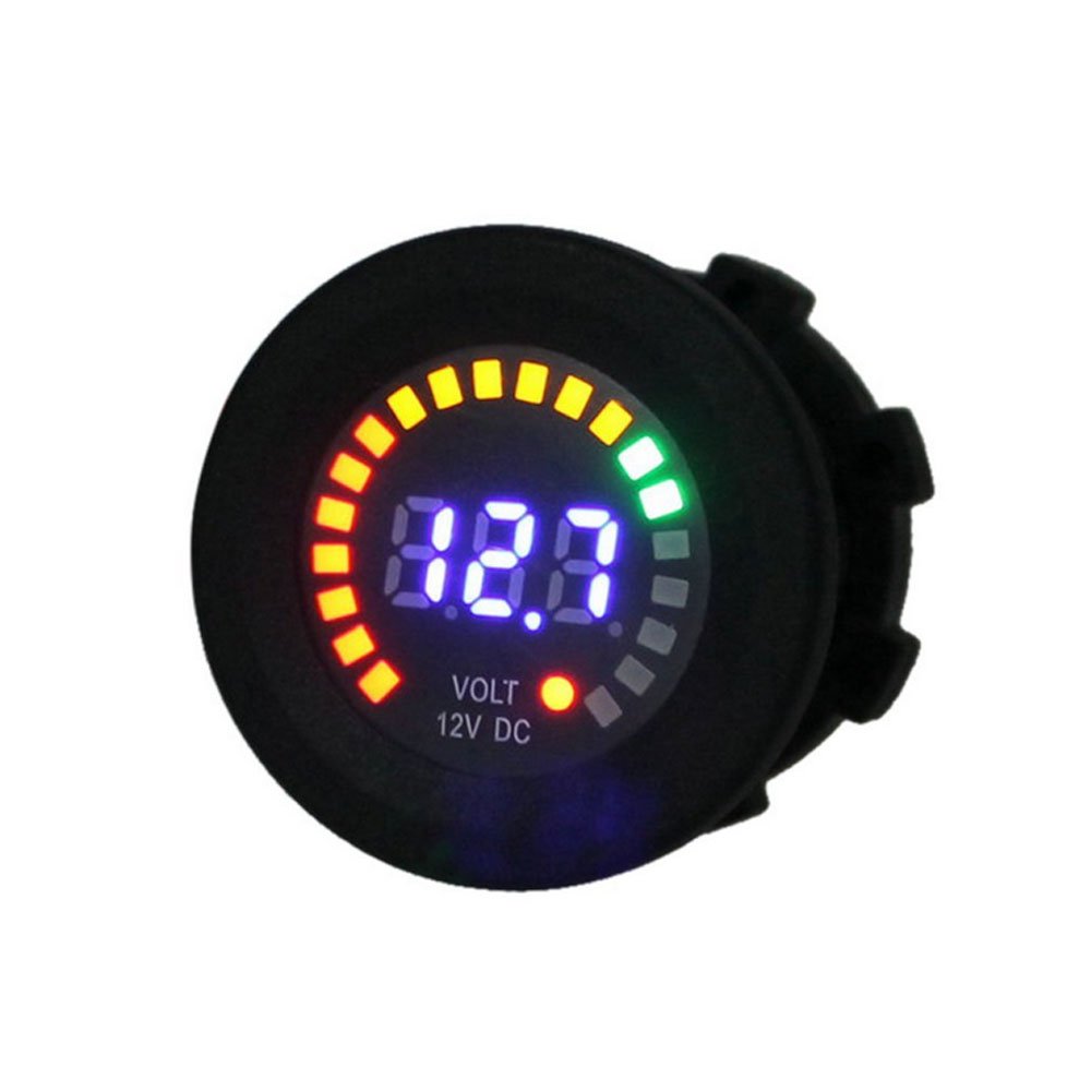 ESUPPORT Digital LED Voltage Gauge Meter - 12V/24V DC Car Battery Monitor with Bright Display - Perfect for Automotive, Marine & RV Electrical Systems