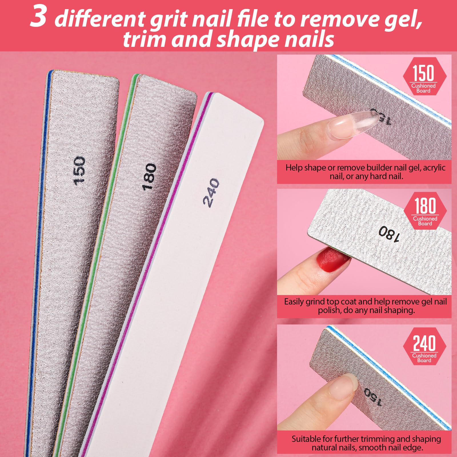Teenitor 12-Piece Nail Care Kit - 100/180 Grit Nail Files & Buffers, Emery Boards for Smooth & Shiny Nails - Perfect Manicure & Pedicure Set for Women at Home or Salon