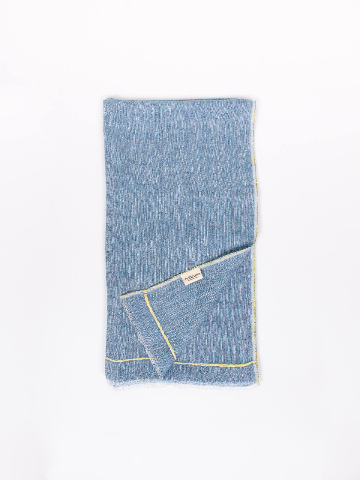 Premium Linen Scarf - Soft & Breathable Indigo & Lemon Striped Wrap - Perfect for Travel, Office & Casual Outfits
