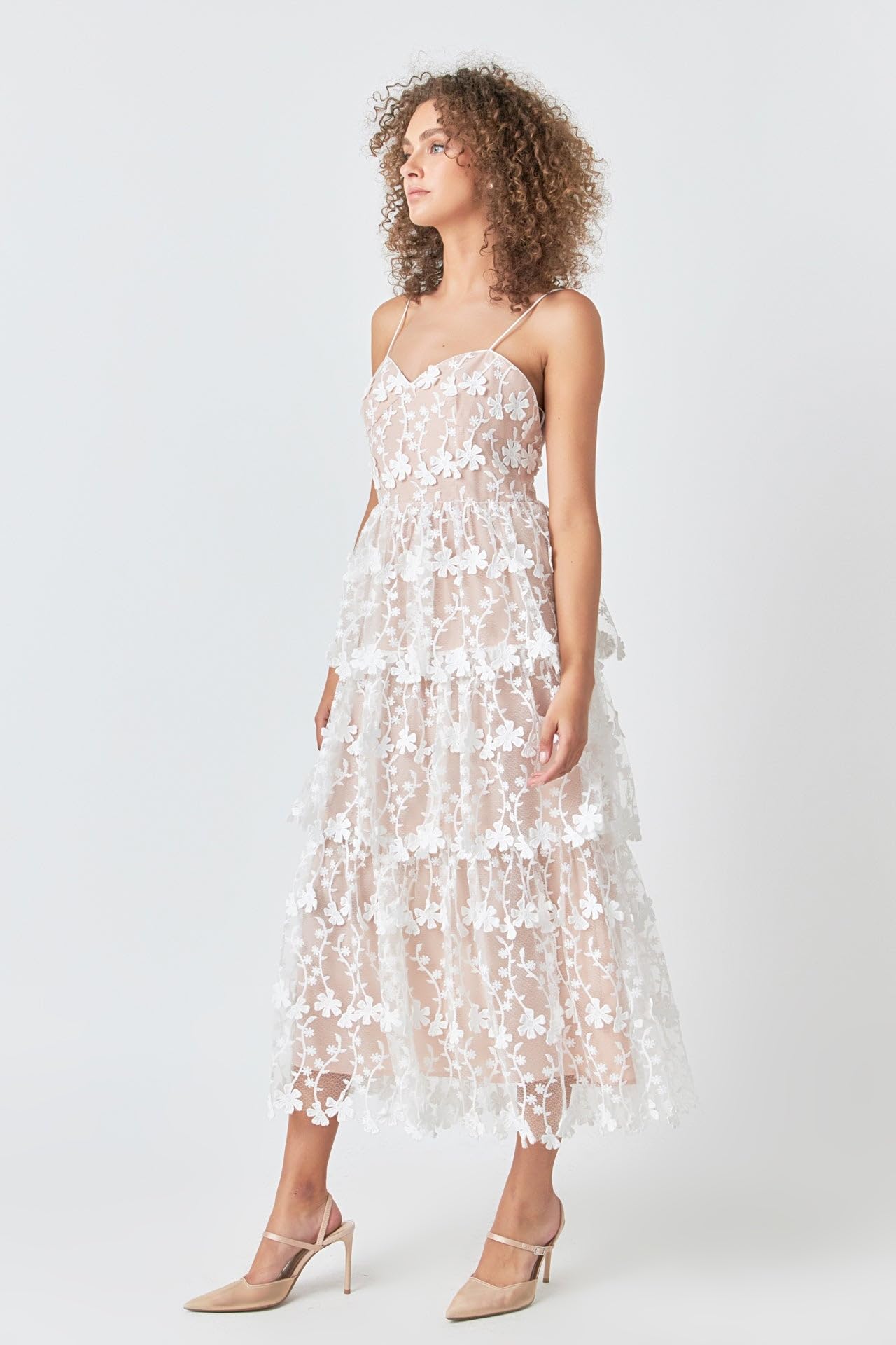 Endless Rose Women's Crochet Layered Midi Dress - Floral Lace Boho Summer Dress for Beach, Wedding & Vacation
