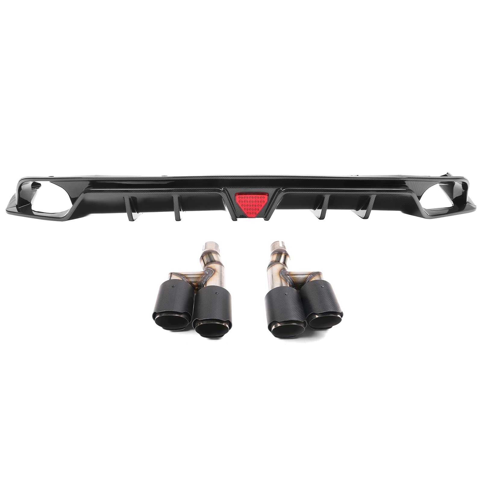 IKON MOTORSPORTS Rear Diffuser for 2022-2024 Honda Civic 11th Gen EX/Touring/Si - Carbon Fiber Style PP Bumper Lip Body Kit Replacement | Aggressive Styling Upgrade for Street Racing & Car Shows
