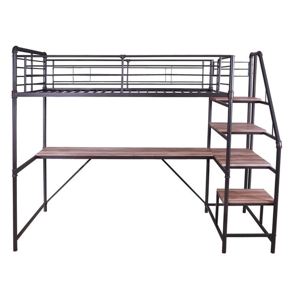 Pico Metal Twin Loft Bed with Workstation in Sand Black - Space-Saving Study & Sleep Solution for Kids & Teens | Durable Metal Frame & Built-in Desk | Perfect for Small Bedrooms, Dorms & Apartments