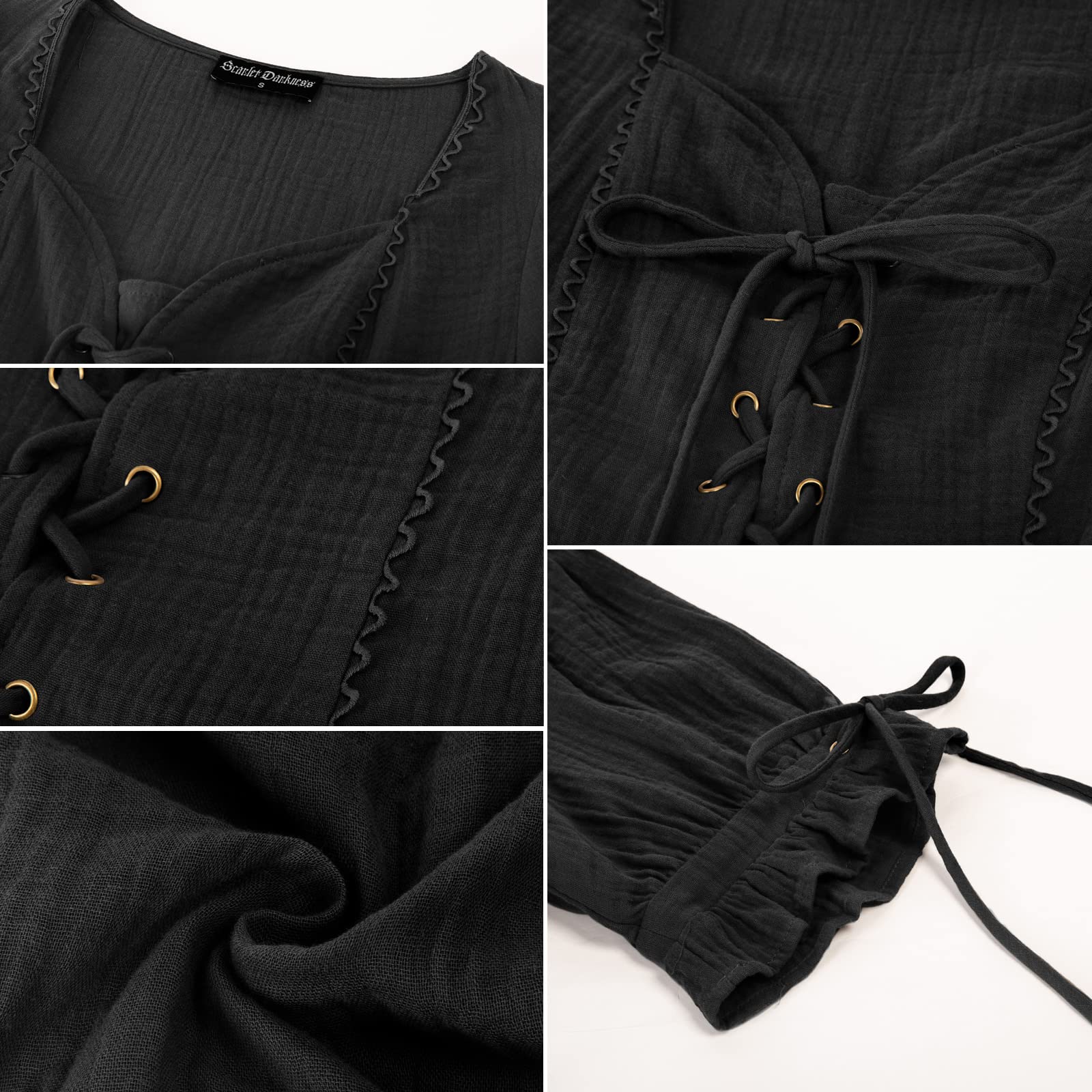 Scarlet Darkness Renaissance Blouse for Women | Summer Plus Size Lace-Up Gothic Top | Perfect for Renaissance Faires, LARP Events & Vintage Fashion