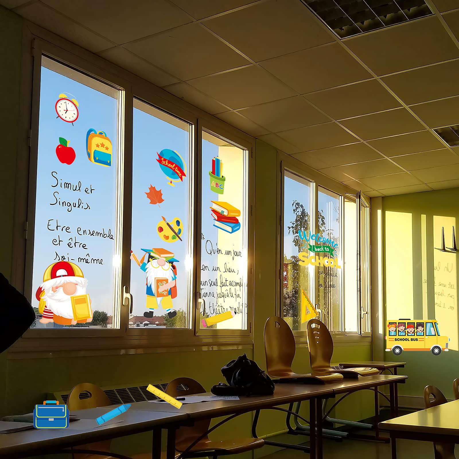 8 Sheets Reusable Static Window Clings - Back to School Decorations for Classroom, Wall, Glass & Car | Welcome & Seasonal Decals for Home, Office & Retail Stores