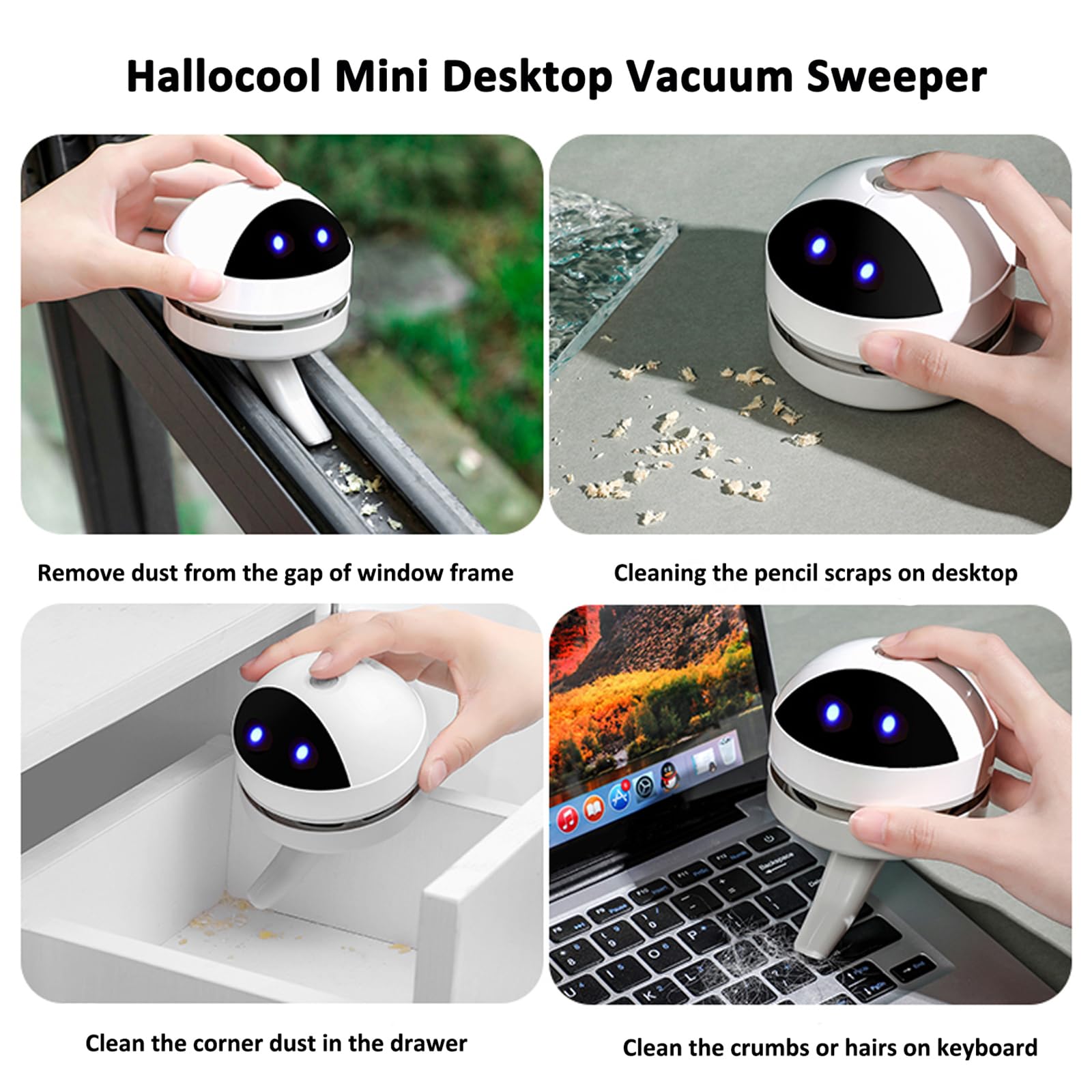 Cordless Mini Handheld Vacuum Cleaner for Crumbs, Dust, and Hair - Portable Desktop Vacuum Sweeper for Desk, Tabletop, Car, Keyboard, and Sofa | Perfect for Home, Office, and Car Cleaning