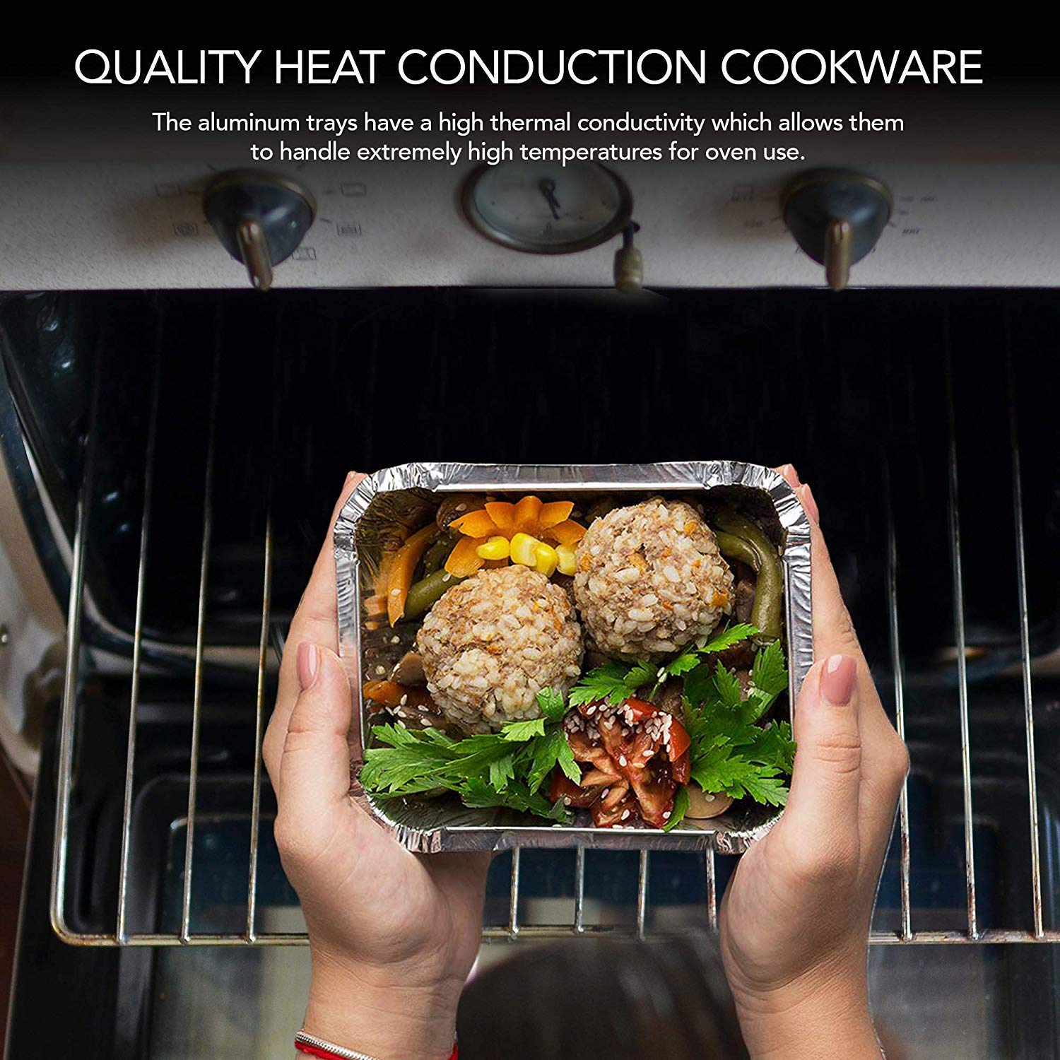 50-Pack Small Aluminum Takeout Containers with Cardboard Lids - 1 lb Disposable Oblong Foil Pans for Cooking, Baking, Meal Prep & Food Storage - Perfect for Parties, Picnics & Leftovers