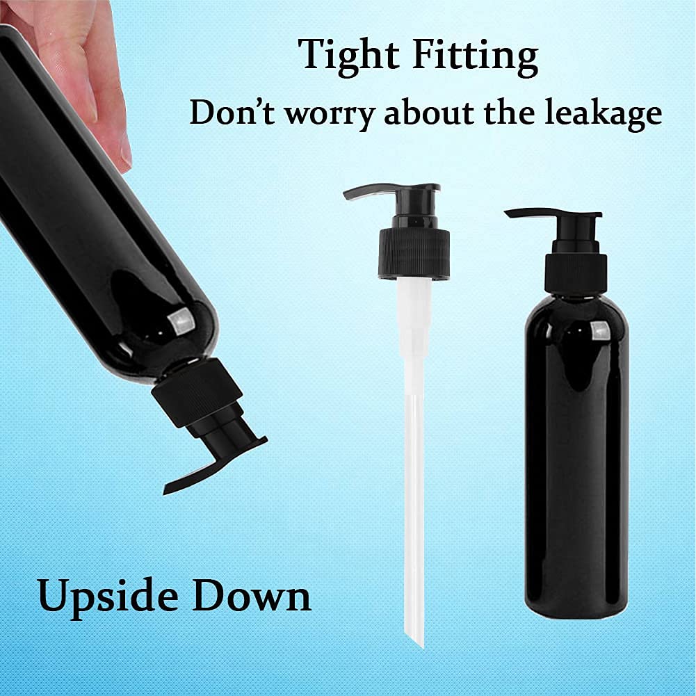 PHARCOS 5-Pack Black Pump Dispenser Bottles for Lotion, Cream, Liquid, Shampoo & Hand Soap - Leakproof Bathroom & Kitchen Organizer for Countertop Storage