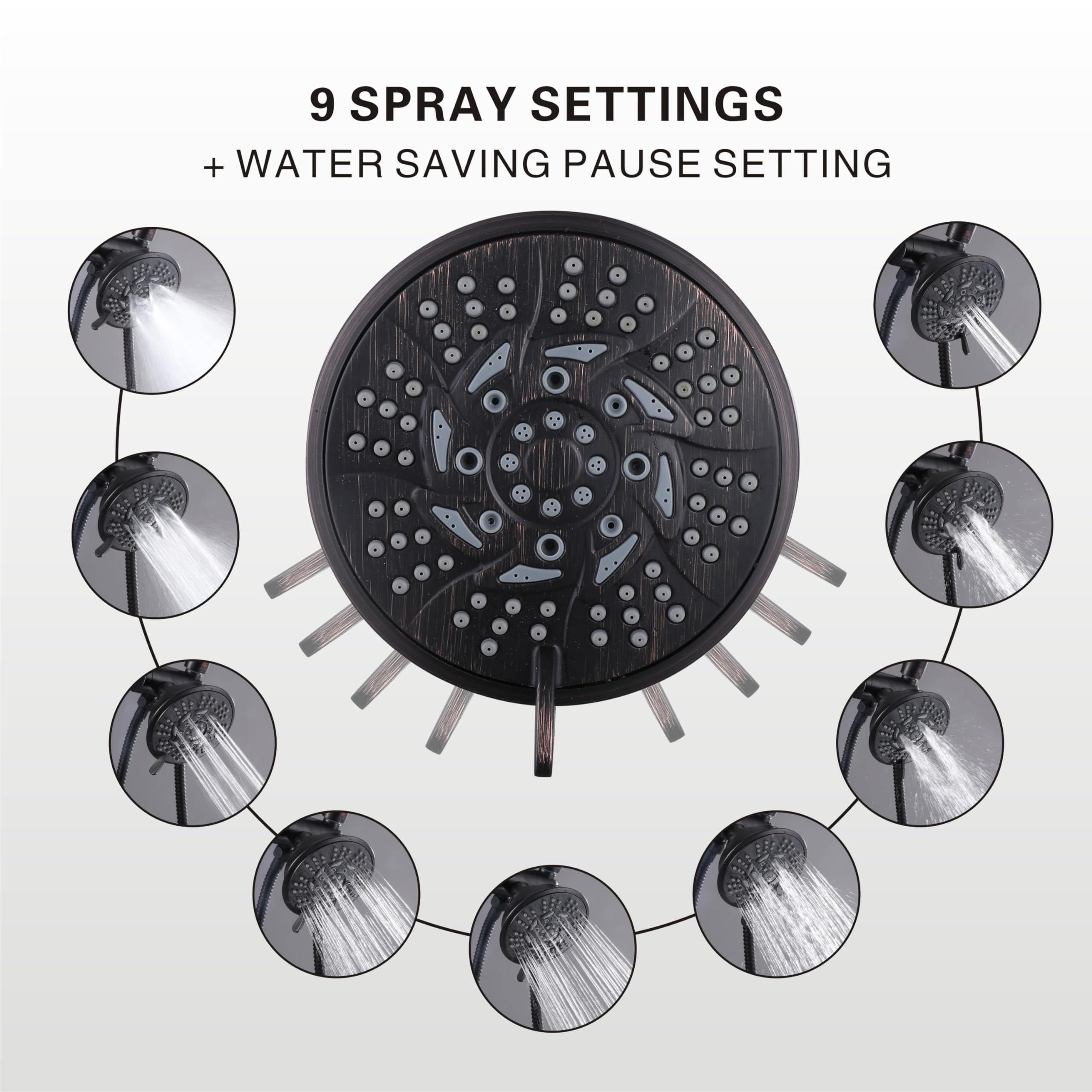 KIRLYSTONE Oil-Rubbed Bronze Shower Faucet Set with Handheld Shower Head and Tub Spout - Complete Bathroom Shower System (Includes Brass Valve) - Perfect for Modern Bathroom Renovations and Luxury Shower Upgrades