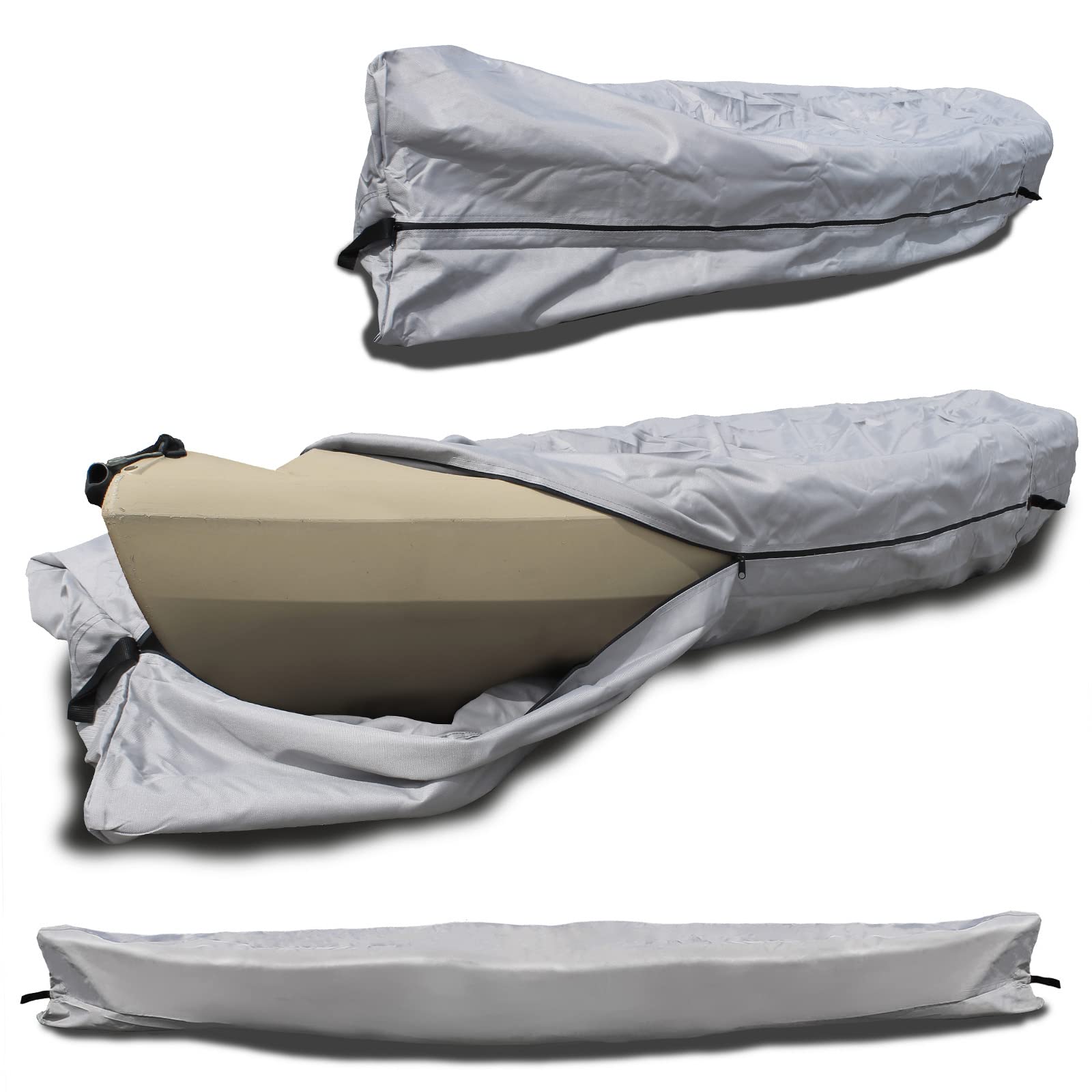 Waterproof UV-Resistant Canoe & Kayak Cover - Marine-Grade Polyester Boat Storage Cover Fits 15-16 ft Length, 116