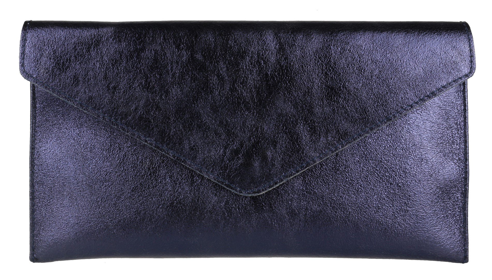 Stylish Italian Leather Metallic Shimmer Envelope Clutch Bag for Women - Elegant Evening Party, Wedding & Date Night Accessory