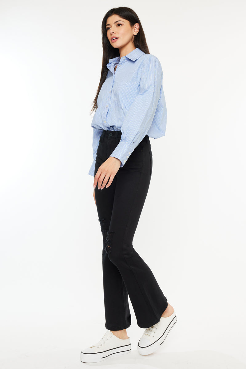 Crystal High Rise Bootcut Jeans for Women - Petite Size, Stretch Denim Pants, Comfortable & Flattering Fit - Perfect for Work, Casual Outings & Date Nights