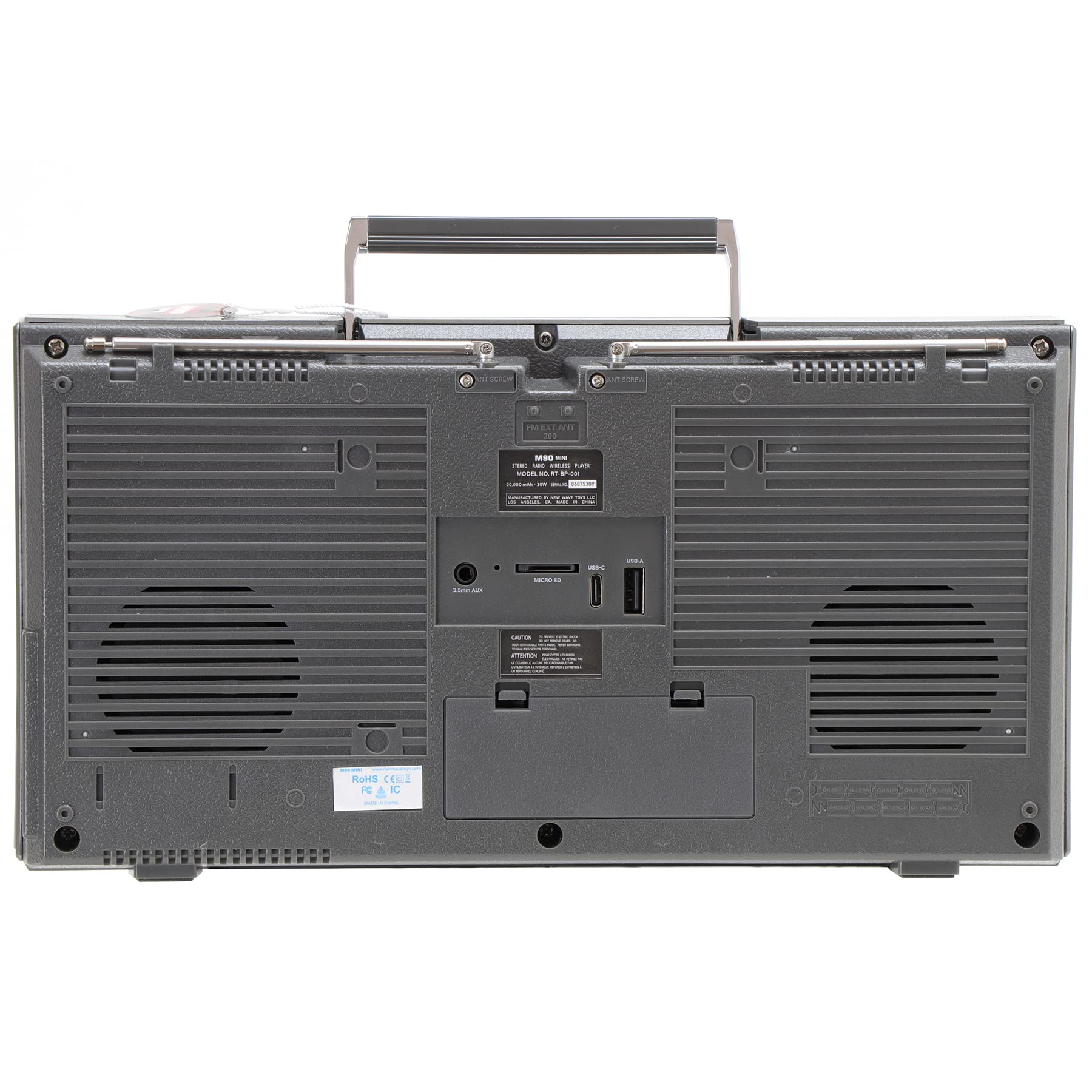 New Wave Toys M90 MINI Blaster Replica Boombox - Portable Wireless Bluetooth Speaker with 30W Dual 3