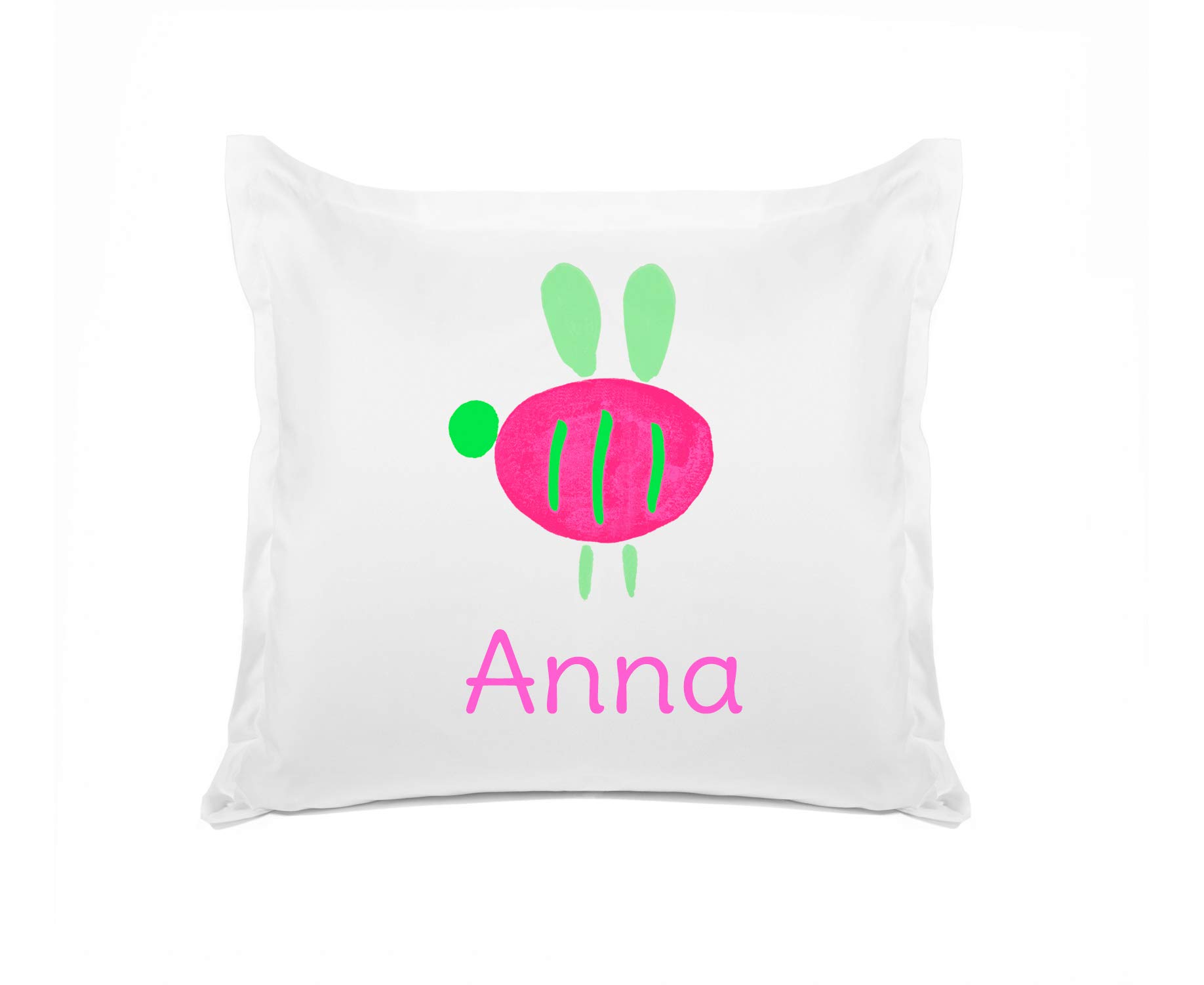 Personalized Pink Buzzy Bee Kids Pillowcase - Hypoallergenic & Breathable 26x26 Euro Sham - Anti-Wrinkle Nursery Decor for Boys & Girls - Perfect for Bedrooms, Daycare, and Travel