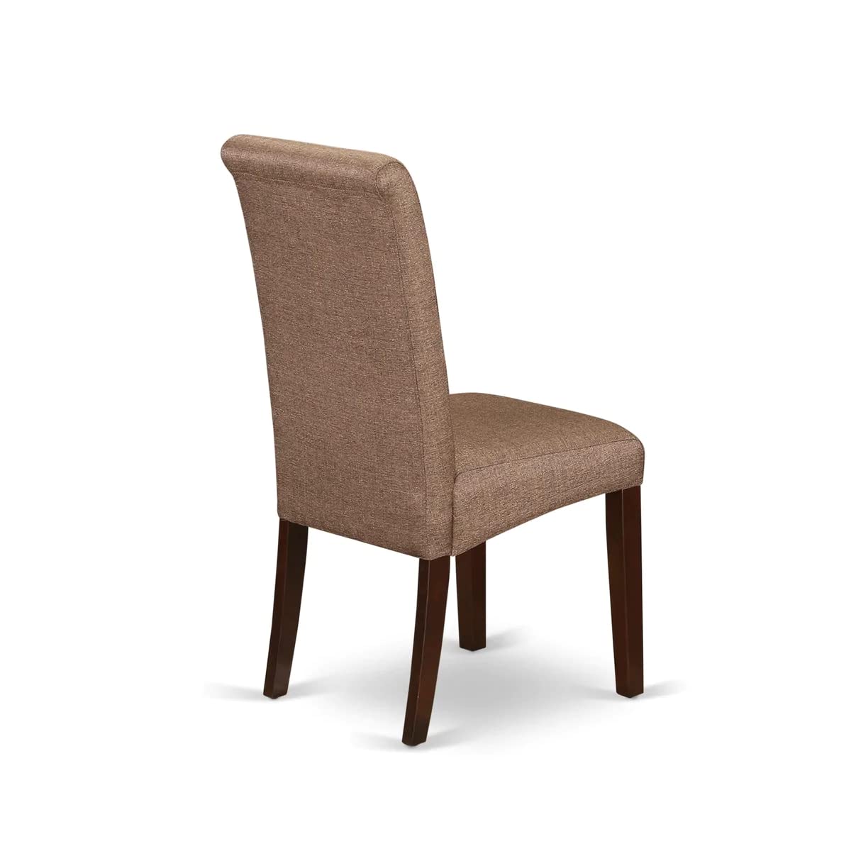 East West Furniture 3-Piece Kitchen Table Set with Drop-Leaf Dining Table & 2 Brown Linen Parson Chairs, 30x48 Inch, Mahogany - Perfect for Small Spaces, Breakfast Nooks & Cozy Dining Areas