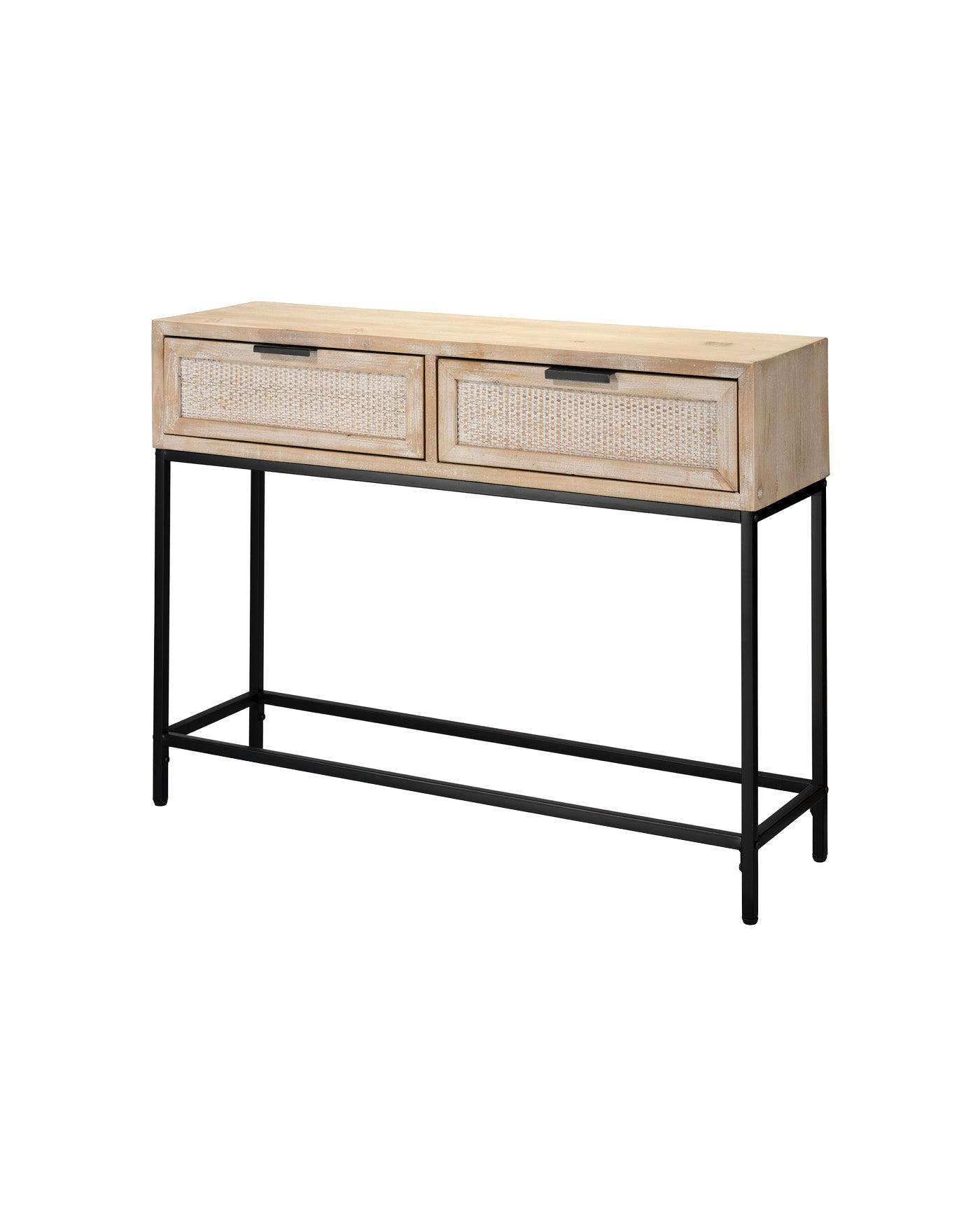 Modern Wooden Reed Console Table - Entryway Sofa Table with Storage Shelf for Hallway, Living Room & Bedroom Decor