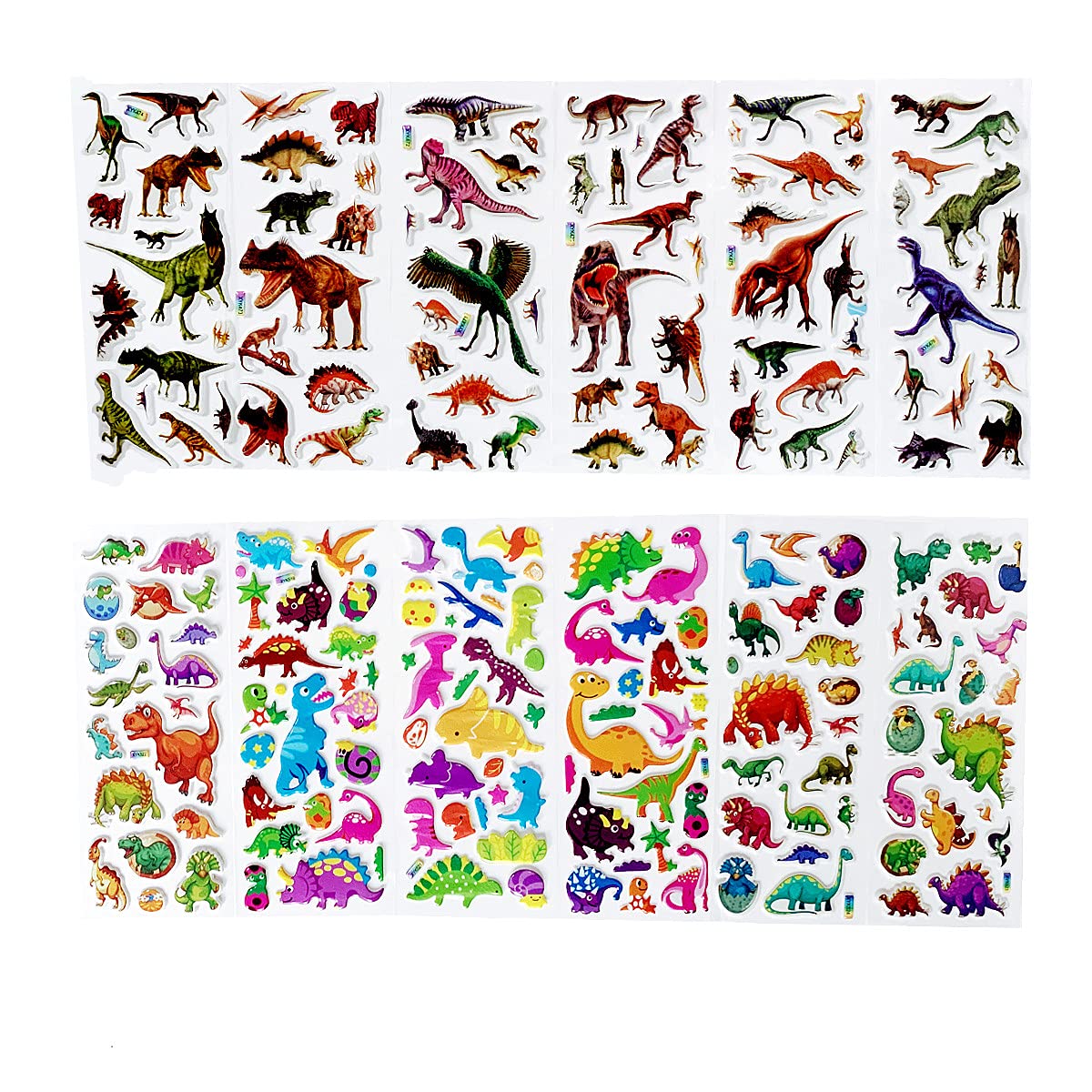 480PCs Dinosaur Stickers for Kids - 24 Sheets Dino Party Favors, Valentines Gifts for Boys & Girls - Fun Dinosaur Stickers for Toddlers, Scrapbooking, School Projects & Party Decorations