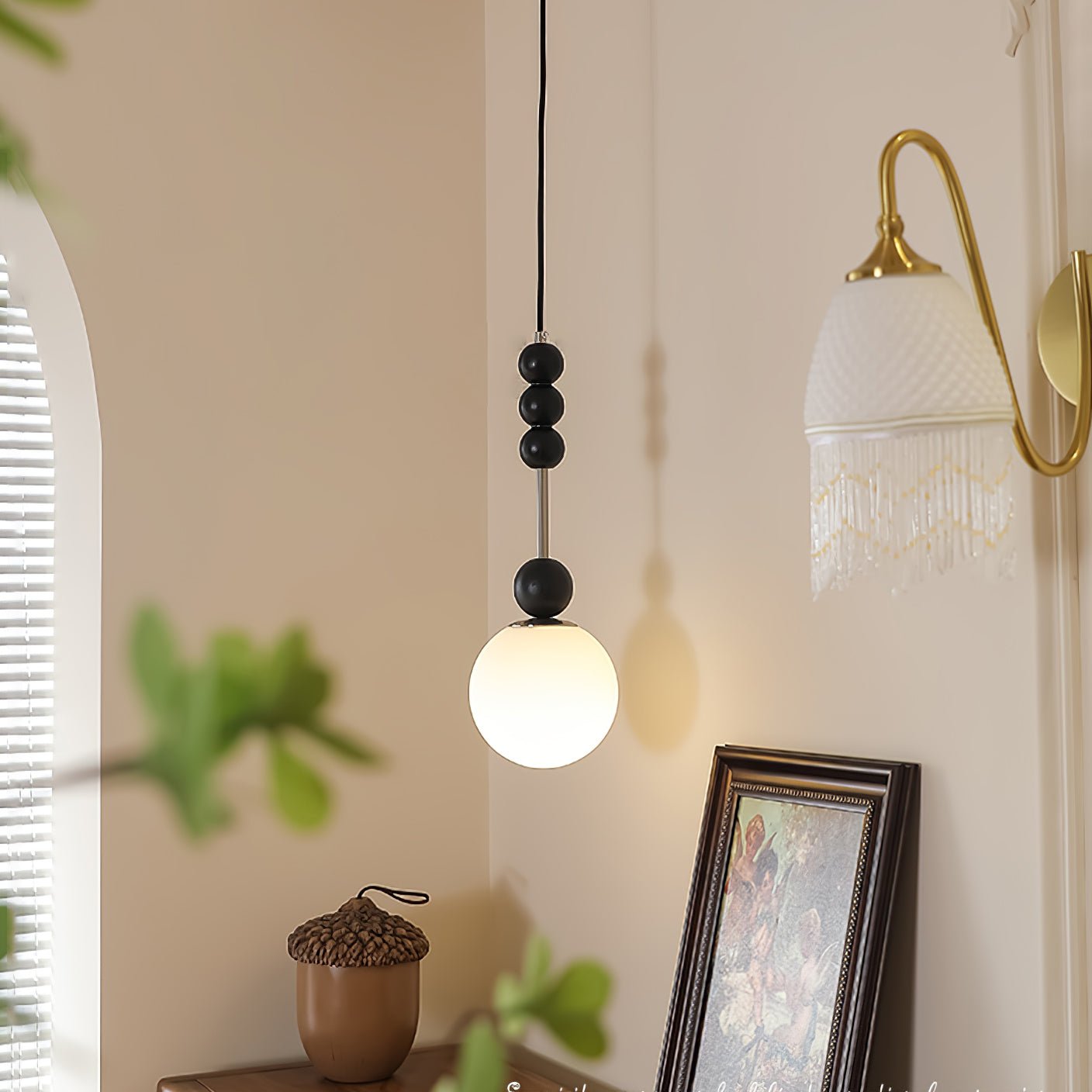 Modern Bola Pendant Lamp - Handwoven Rattan Hanging Light Fixture for Dining Room, Bedroom & Boho Decor | Indoor Ceiling Lighting for Home & Office