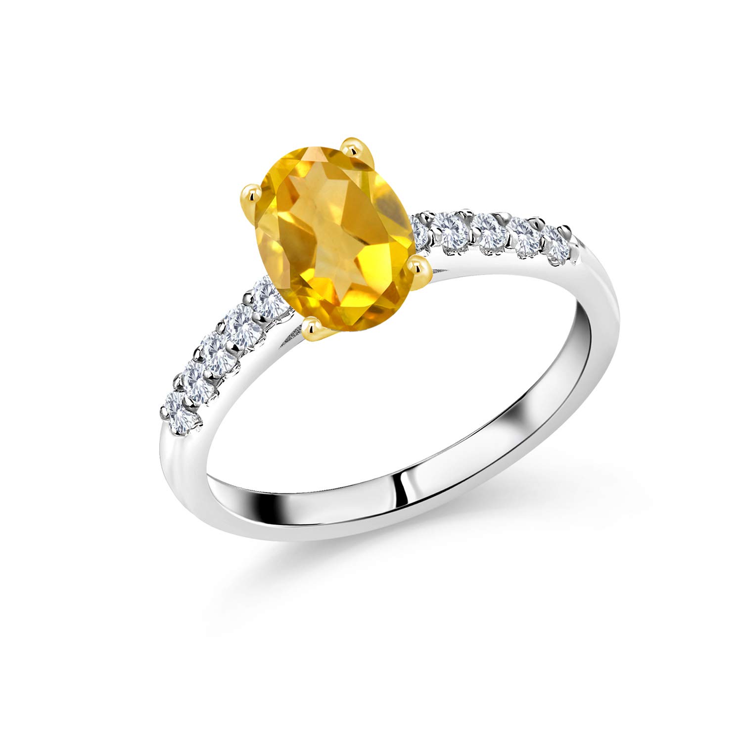 1.88Ct Yellow Citrine & Lab Diamond Ring in 10K Gold for Engagement