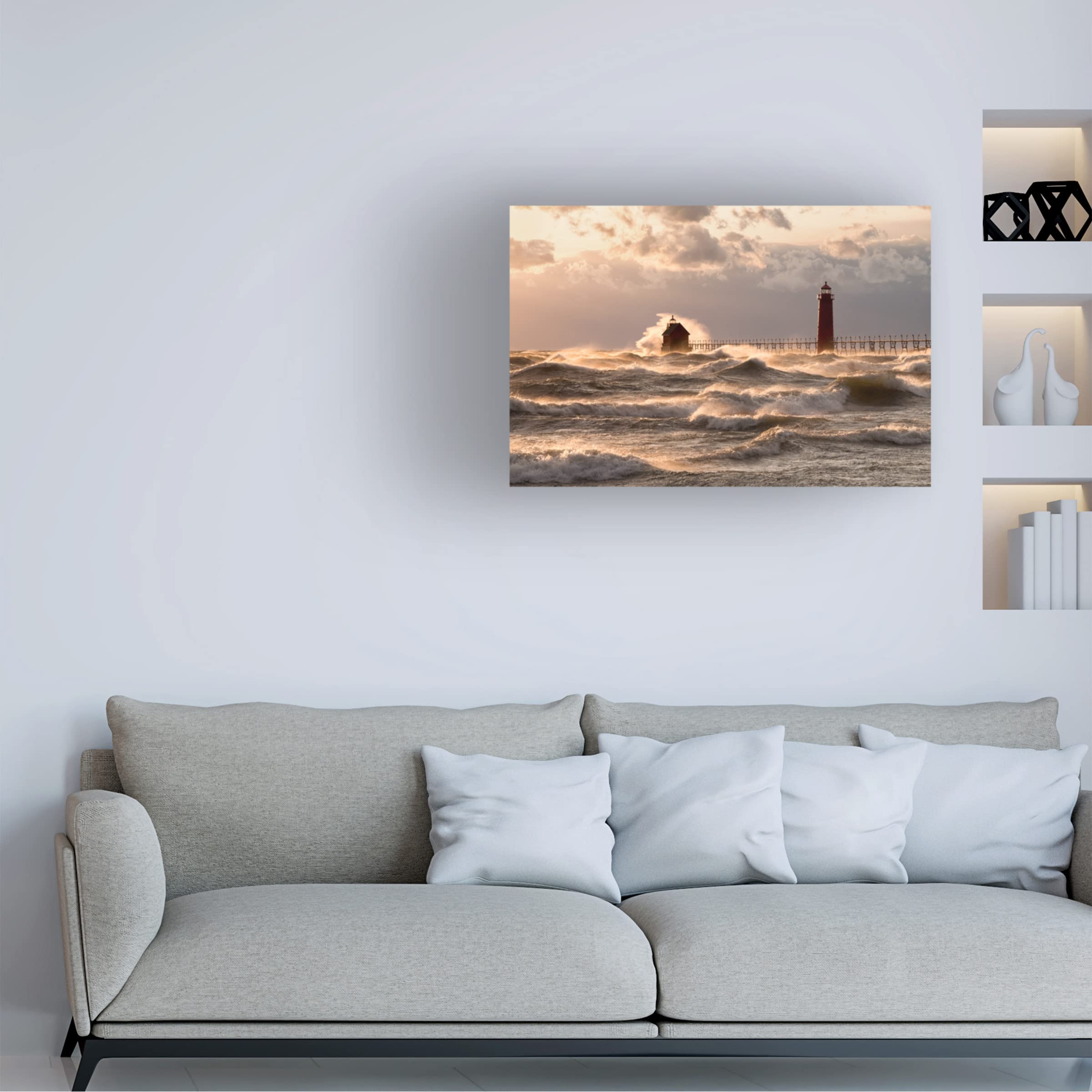 Trademark Fine Art 'Raging Lake' Canvas Wall Art Print by Alex Li - Stunning Nature Landscape Painting for Living Room, Bedroom & Office Decor