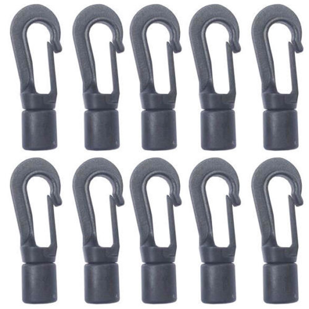 10 Pack Bungee Cord Hooks with Tabbed Ends - Heavy Duty S Hooks for 8mm Bungee Cords - Perfect for Kayaks, Canoes, Boats & Dinghies - Secure Gear Storage & Tie-Downs for Water Sports & Marine Use