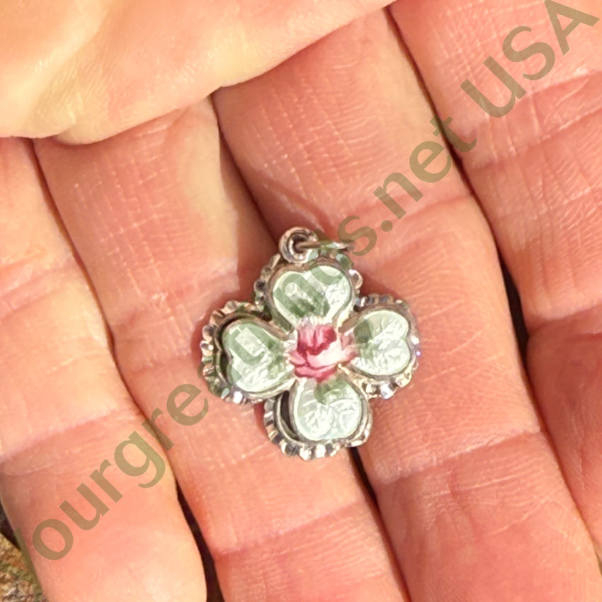 Vintage 2-Piece Guilloche Enamel Hand-Painted 4-Way Cross Pendant Clover Necklace - Elegant Religious Jewelry for Women, Perfect for Church, Weddings & Special Occasions