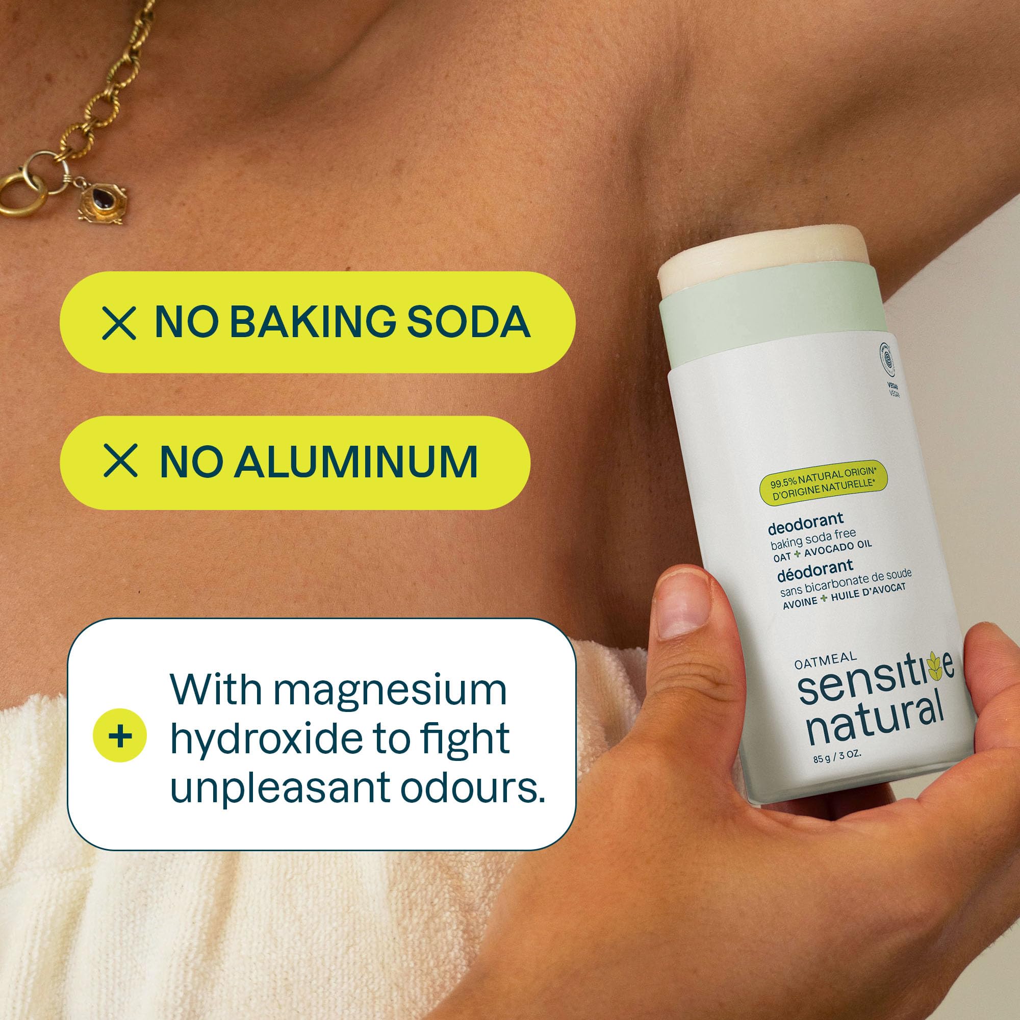 ATTITUDE Natural Baking Soda Free Deodorant for Sensitive Skin - Oatmeal & Avocado Oil Formula, EWG Verified, Aluminum & Plastic Free, 3oz (6-Pack) | Gentle Daily Protection for Workouts & Sensitive Skin