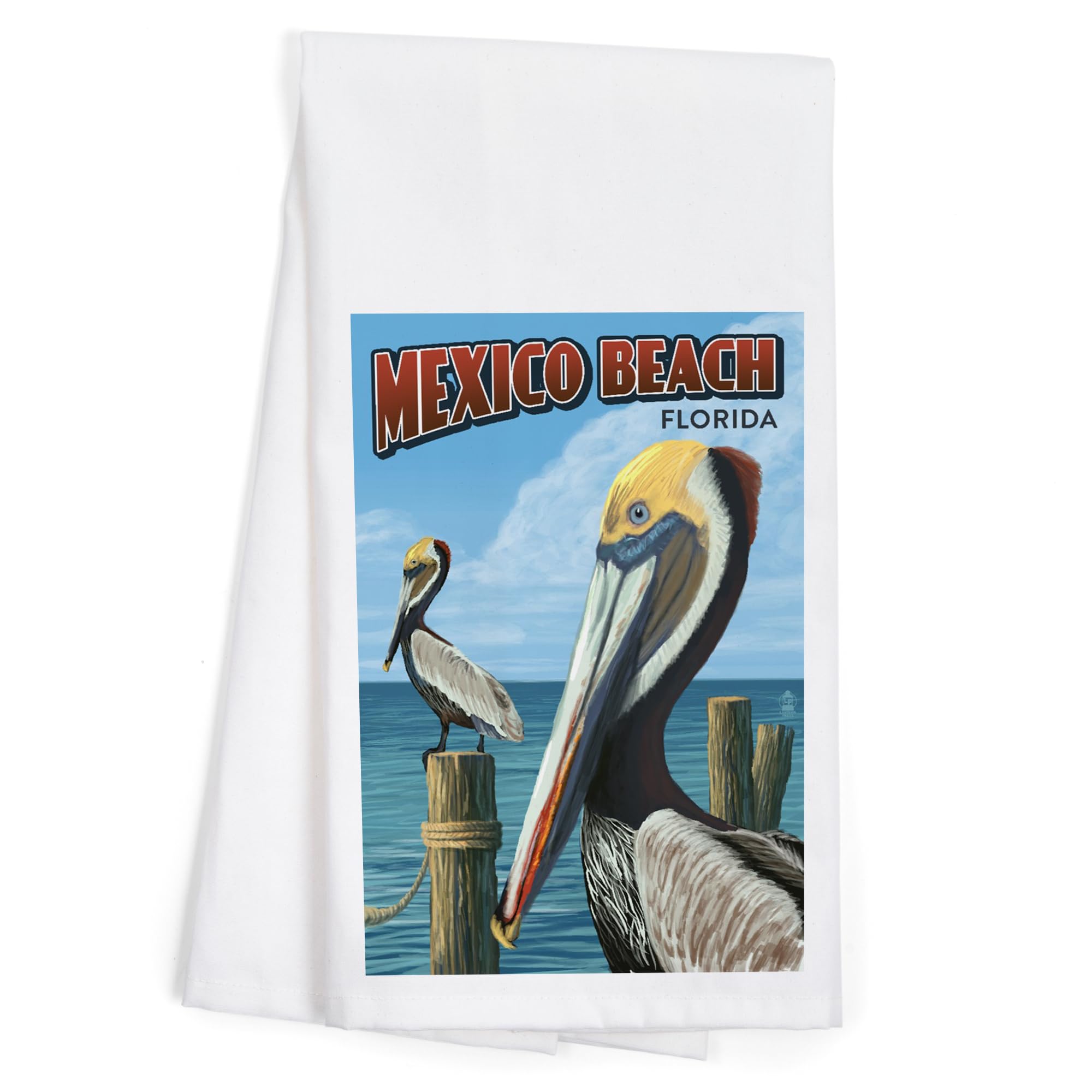 Lantern Press Mexico Beach Florida Brown Pelicans 100% Cotton Tea Towel - Decorative Hand Towel for Kitchen, Home Decor & Coastal Themed Gifts - Perfect for Dish Drying, Wall Art & Beach House Accents