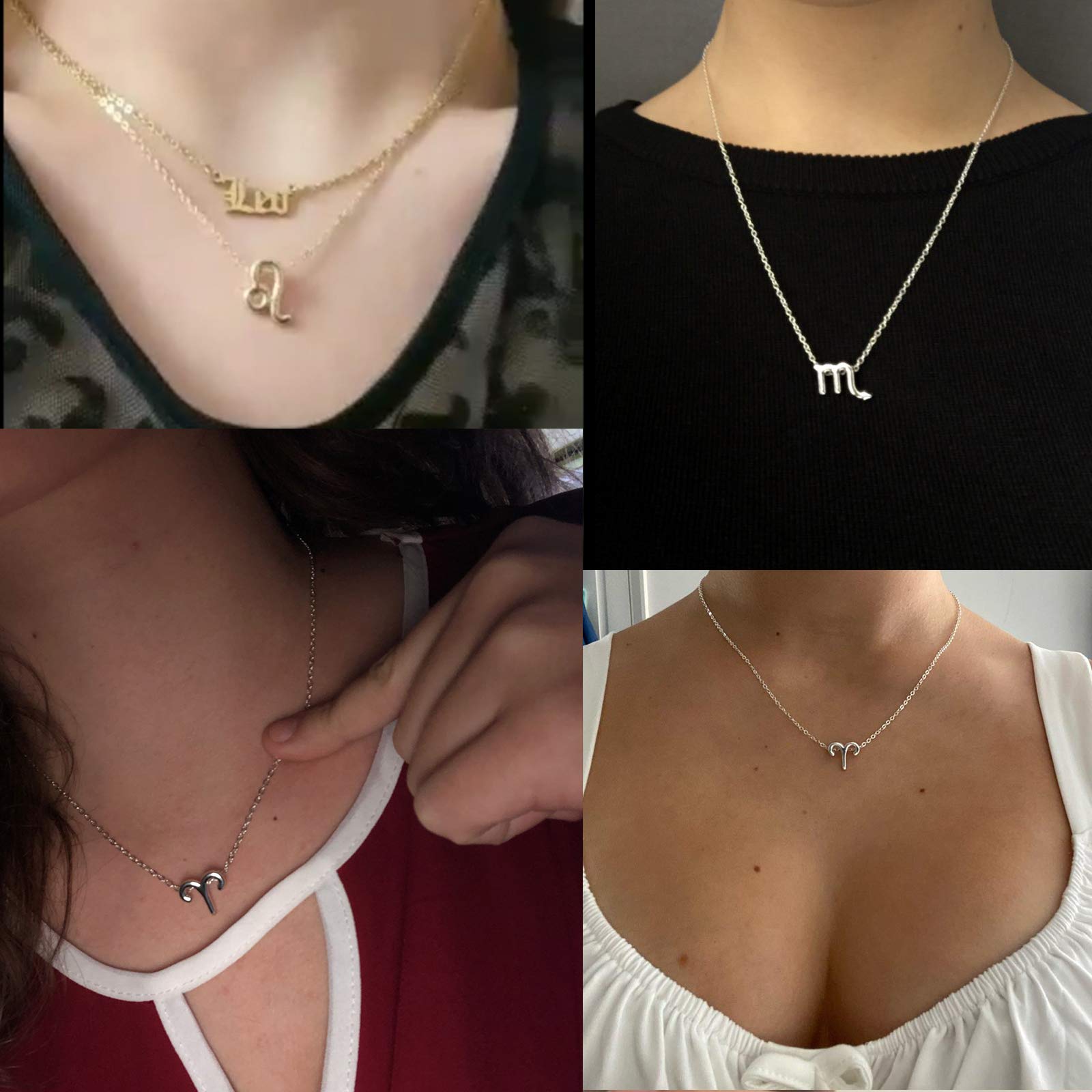 2Pcs Zodiac Necklace for Women - 12 Constellation Sign Necklace with CZ Stones, Astrology Jewelry, Birthday Gift with Message Card - Perfect for Daily Wear, Parties & Special Occasions