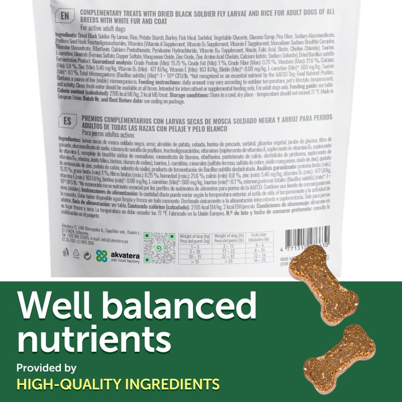 Premium High-Protein Dog Treats with Insects & Rice - Supports Endurance & Muscle Health for Active Adult Dogs - Perfect for Training, Hiking & Outdoor Adventures