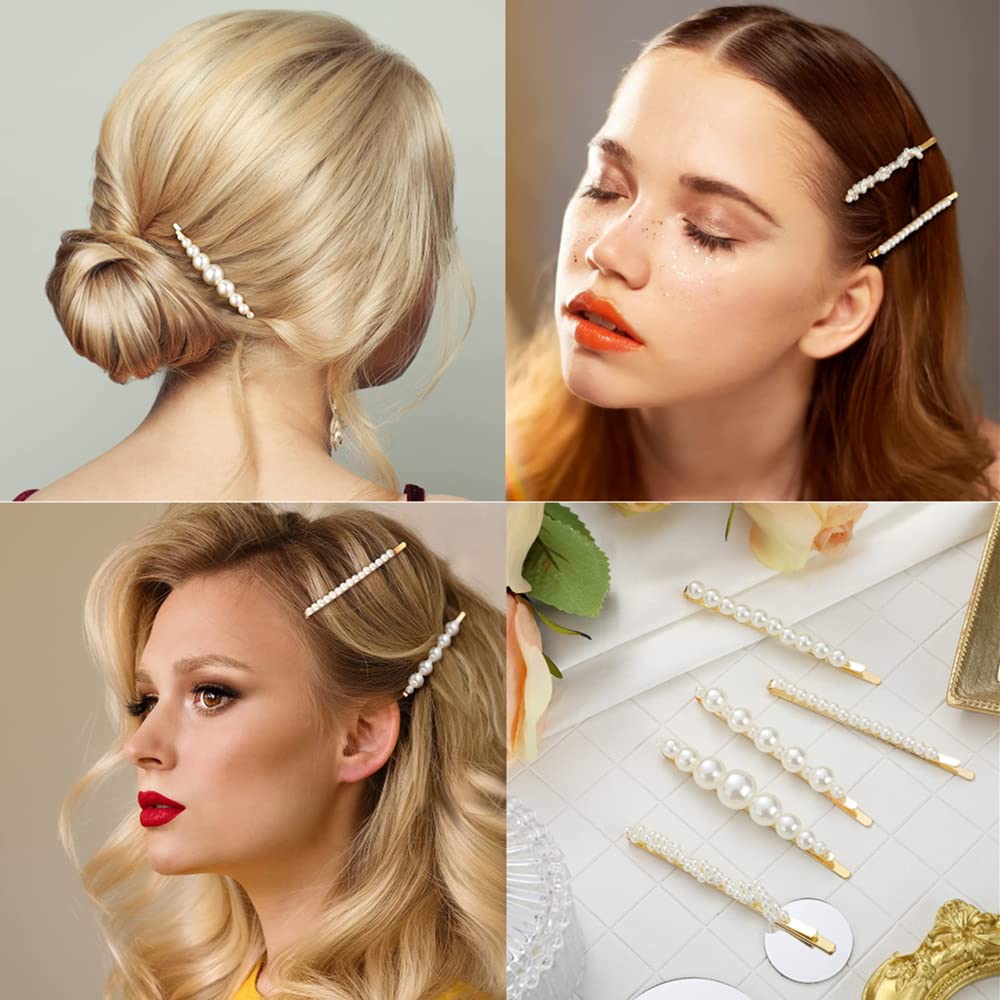 10Pcs Elegant Pearl Hair Clips for Women & Girls - Sweet Pearl Hair Pins, Barrettes & Slides - 10 Piece Assorted Hair Accessories Set for Weddings, Parties & Everyday Wear