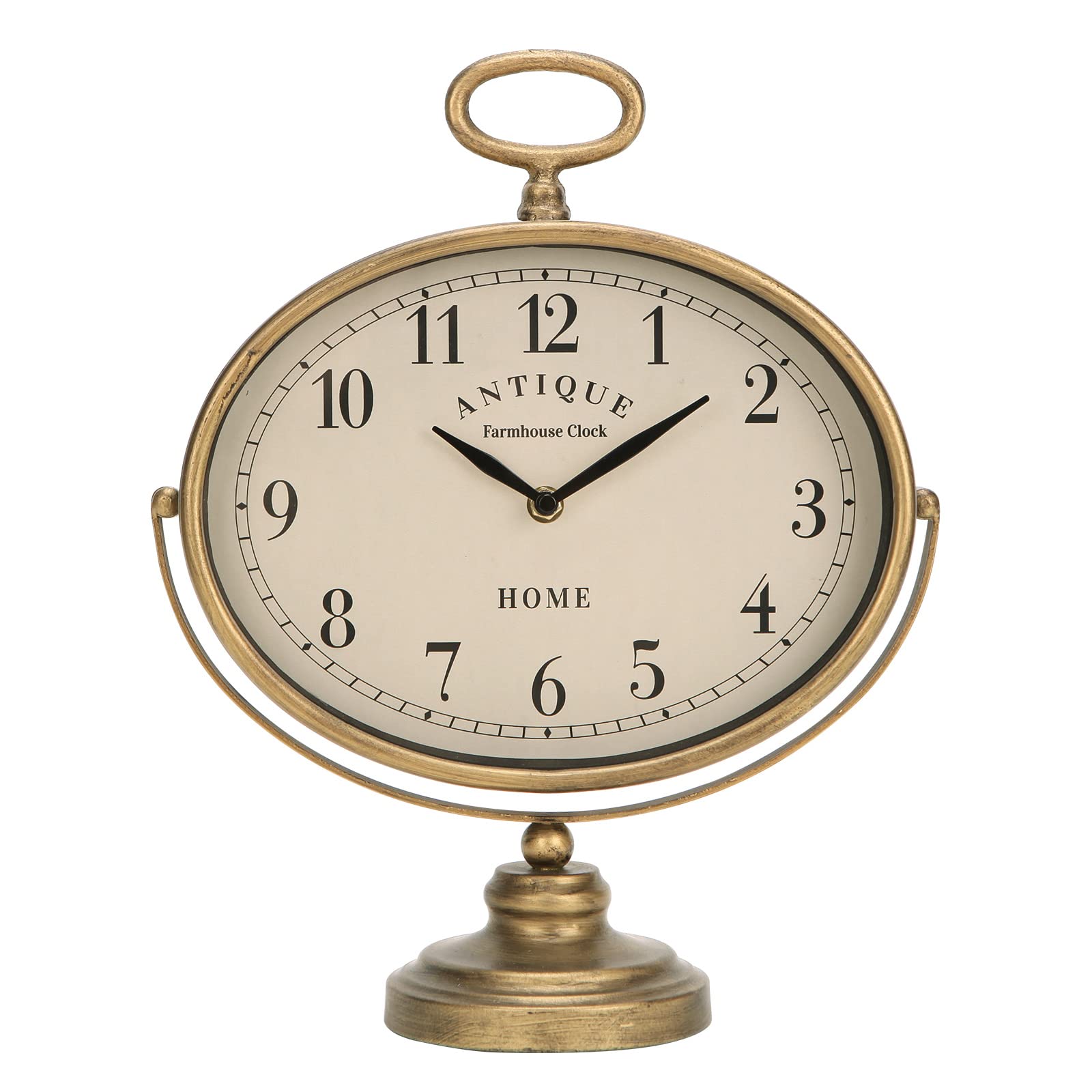 Vintage Gold Antique Table Clock - Silent Non-Ticking Battery Operated Retro Desk Clock for Home & Office Decor | Perfect for Living Room, Bedroom, Study, and Office Countertop