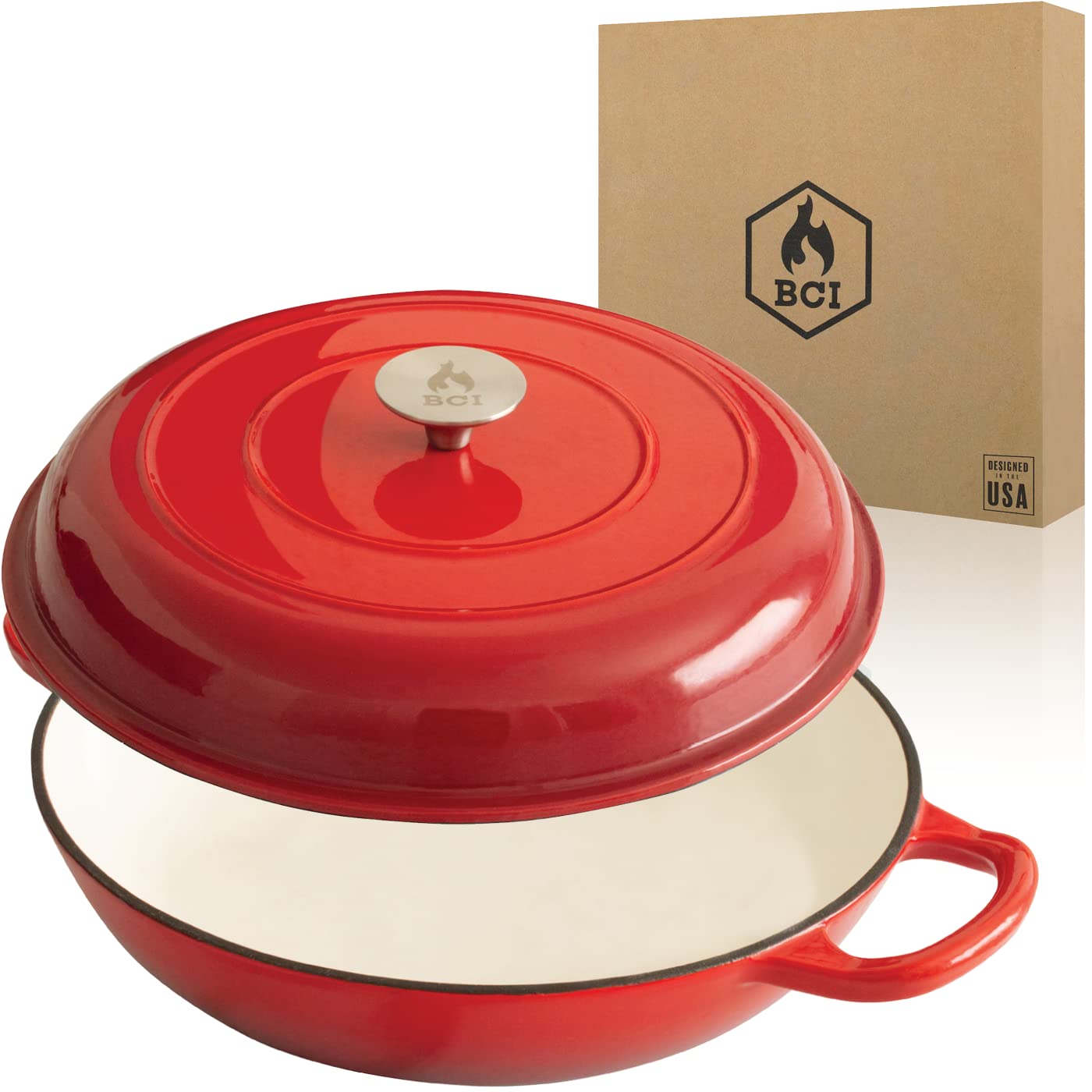 Premium 2.25 Quart Enameled Cast Iron Braiser with Lid - Durable Backcountry Cookware for Oven, Stovetop & Camping - Perfect for Roasting, Baking & Searing