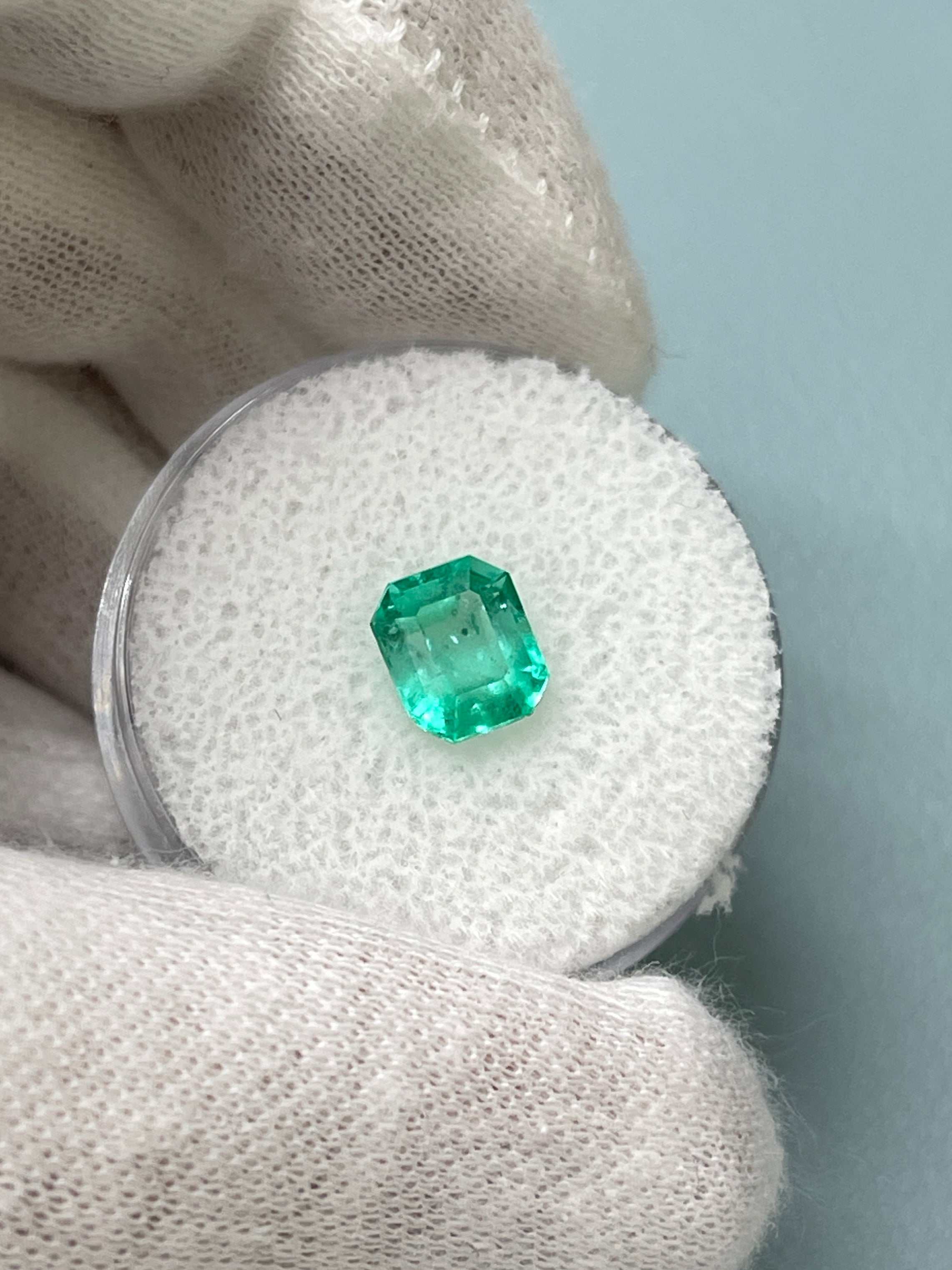 1.50 Carat Natural Colombian Emerald - 7.4x6.3mm Eye Clean Emerald Cut Loose Gemstone for Engagement Rings, Jewelry Making & Fine Collections