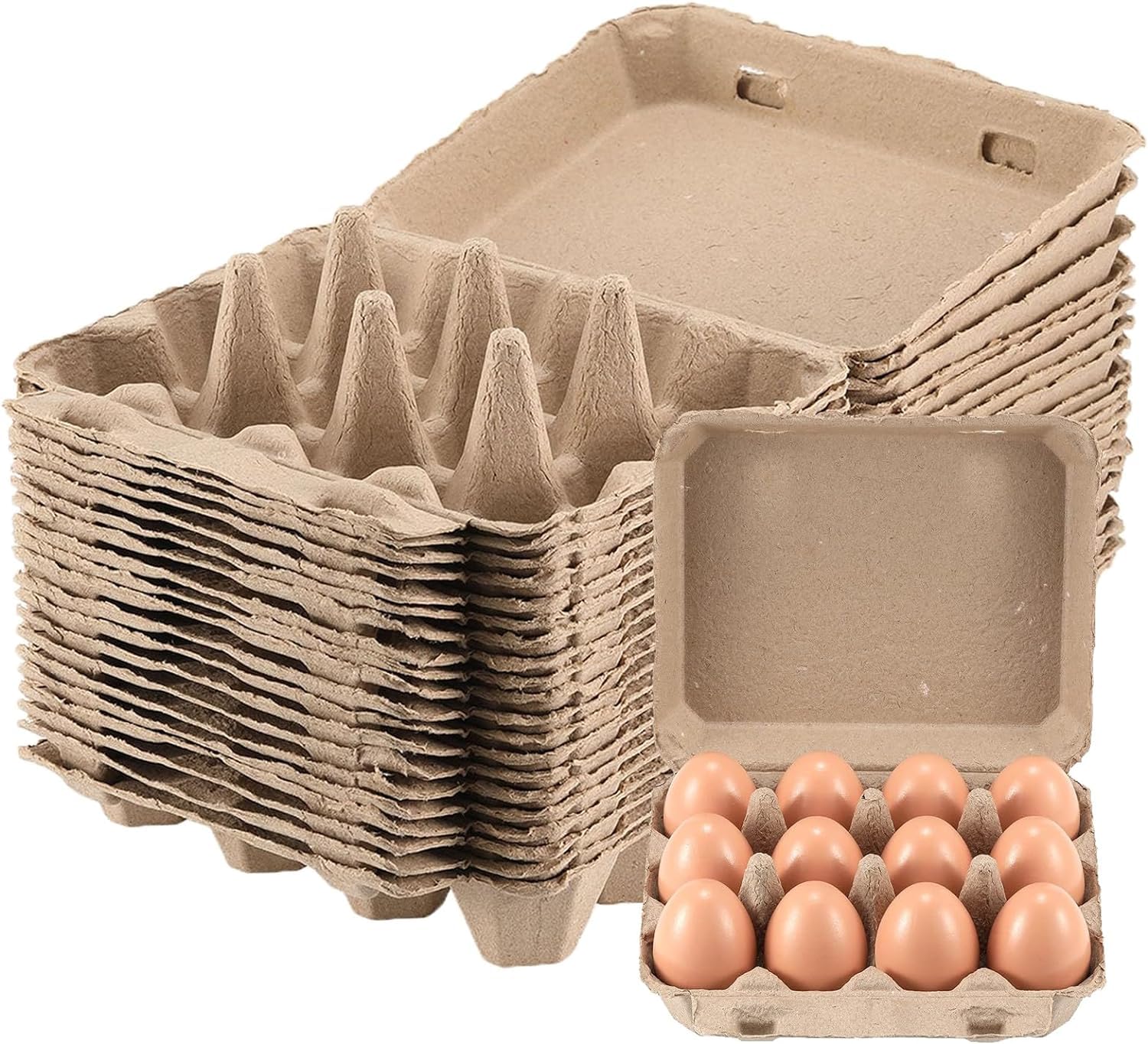 20 Pack Reusable Cardboard Egg Cartons - 3×4 Design Holds 12 Eggs, Bulk Chicken Egg Crates for Farmers Market, Egg Storage & Transport | Perfect for Poultry Farms, Home Use & Commercial Packaging