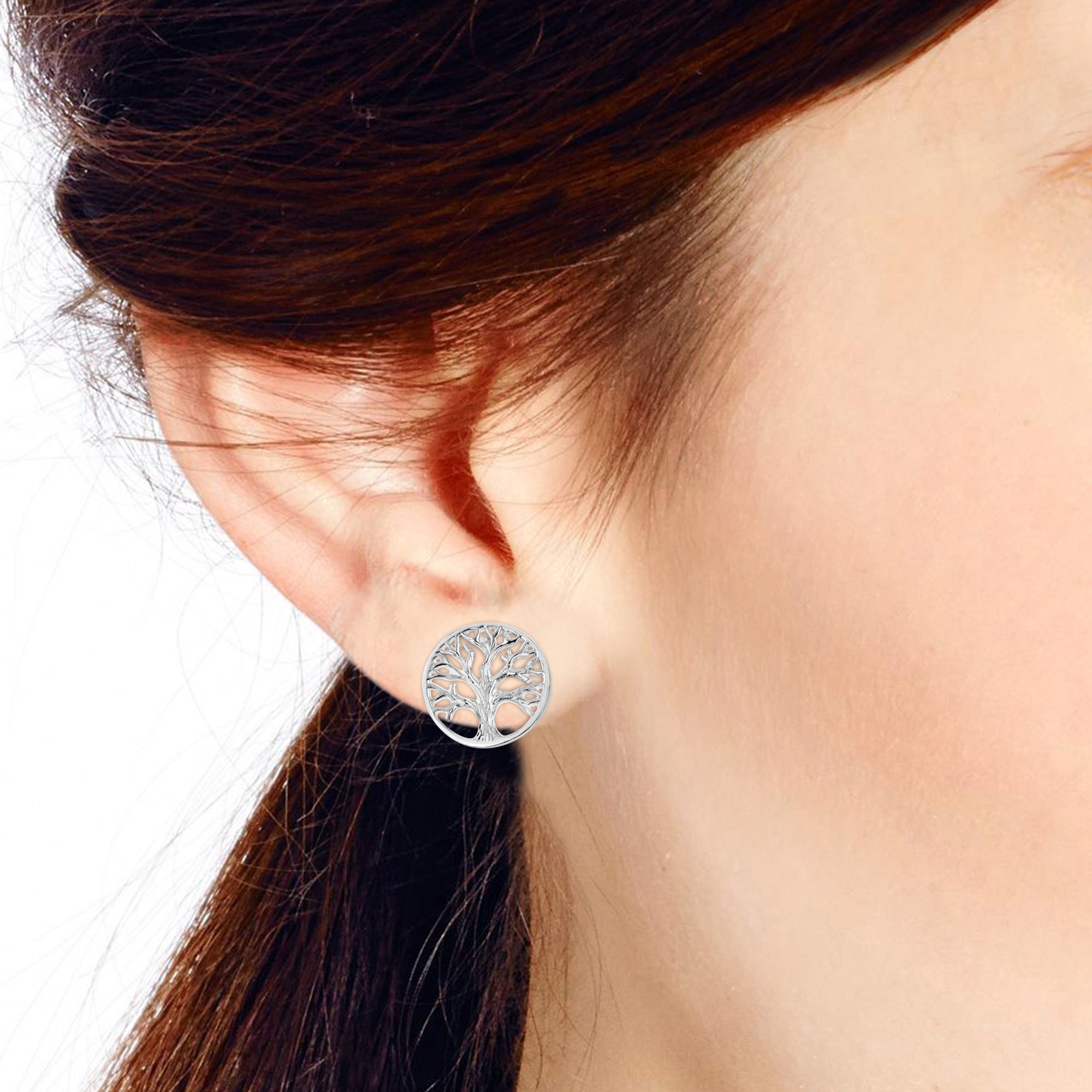 AeraVida Mystical Round Filigree Tree of Life .925 Sterling Silver Stud Earrings for Women - Elegant Everyday Jewelry Gift for Birthday, Anniversary & Special Occasions | Perfect for Casual Wear, Office & Date Nights