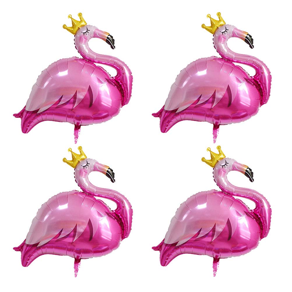 FUNZZY Valentine's Day Party Decorations - 4PCS Flamingo Pattern Foil Balloons with Creative Crown Design for Birthday, Wedding & Baby Shower Decorations | Perfect for Party Backdrops, Photo Booths & Ceiling Decor