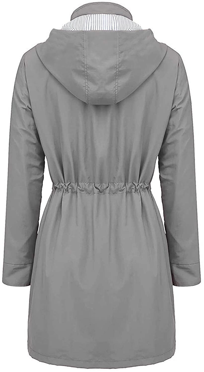 Arthas Women's Lightweight Waterproof Rain Jacket with Hood - Breathable Active Outdoor Trench Coat for Hiking, Commuting & Travel - Plus Size Raincoat for Girls & Women