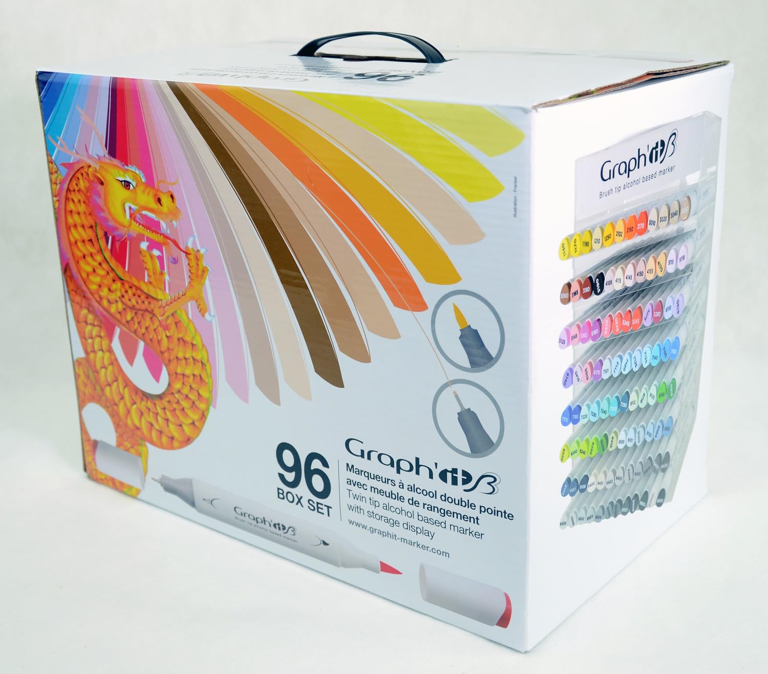 GRAPH'IT 96-Piece Alcohol Marker Set with Display Stand - Perfect for Artists, Illustrators & Crafting Projects