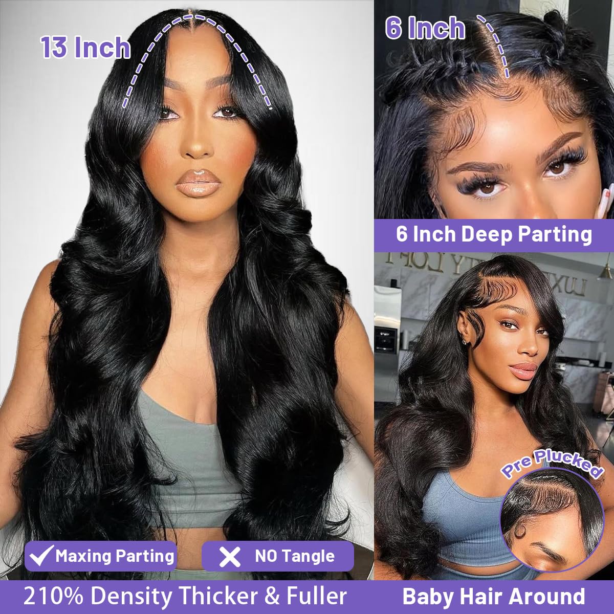30 Inch 13x6 Body Wave Lace Front Wigs Human Hair 210% Density - Glueless Full Frontal HD Lace Wig with Baby Hair & Pre-Plucked Hairline for Women | Perfect for Daily Wear, Cosplay, and Special Occasions