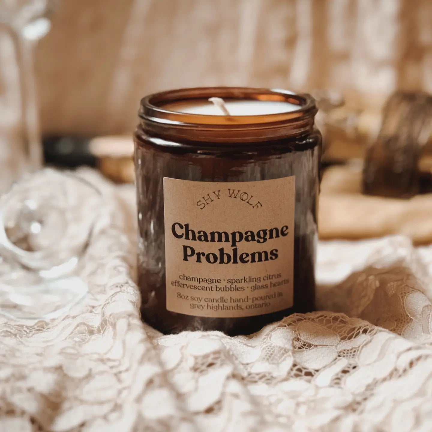 Shy Wold Swiftie Champagne Problems Scented Candle - 8oz Soy Wax Candle with 50+ Hour Burn Time, Perfect for Home Decor, Relaxation & Taylor Swift Fan Gifts